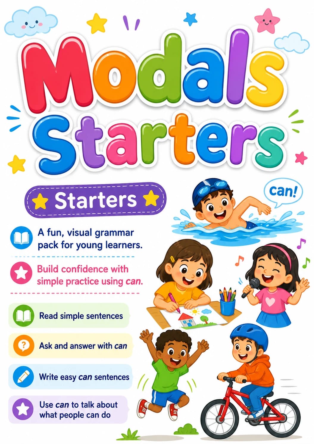 Modals Starters Grammar Worksheet Pack page 10 printable worksheet preview