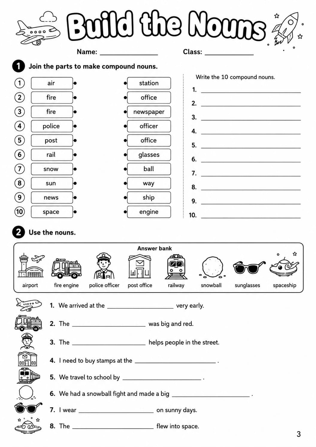 Nouns Flyers Grammar Worksheet Pack page 5 printable worksheet preview