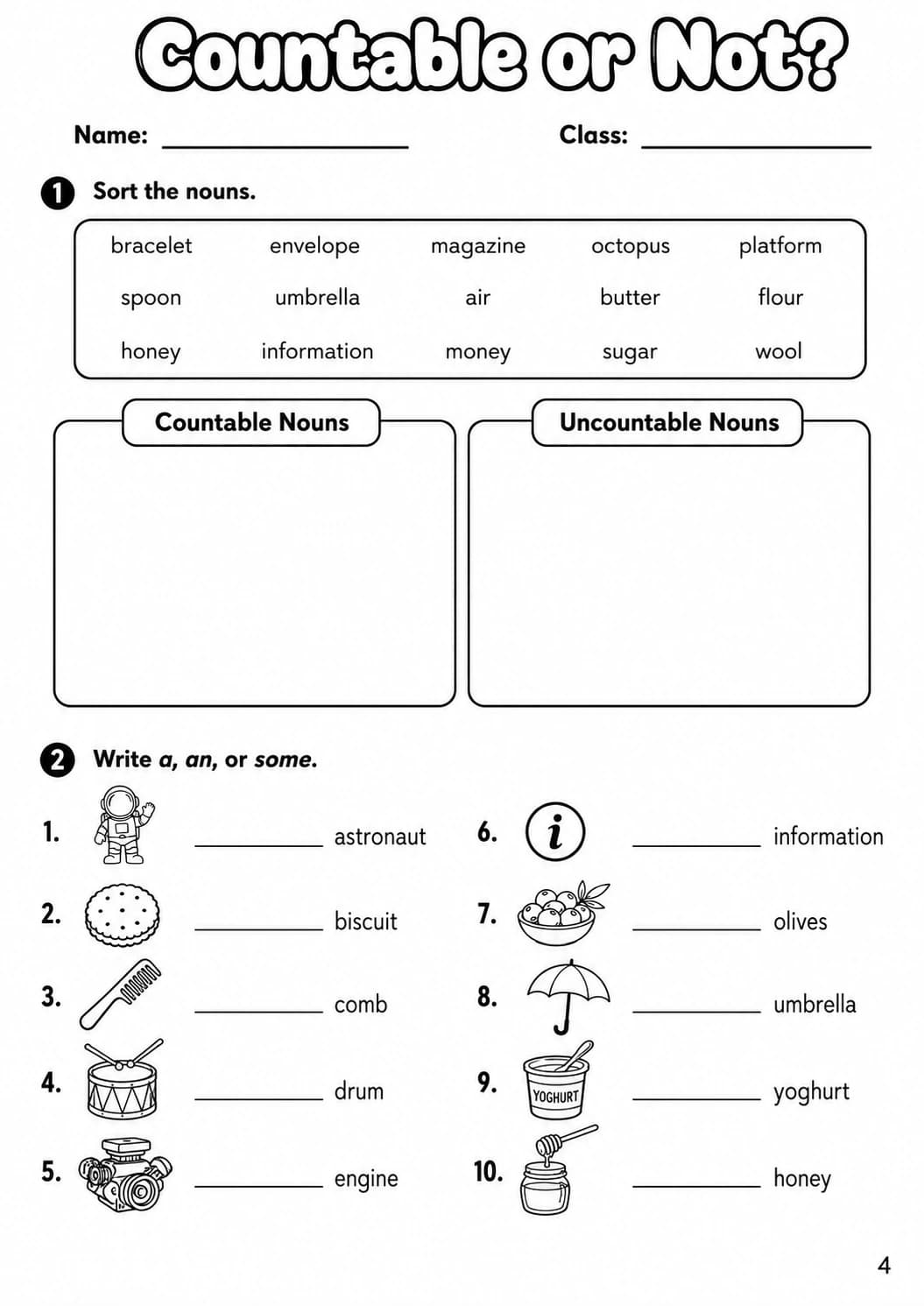 Nouns Flyers Grammar Worksheet Pack page 6 printable worksheet preview