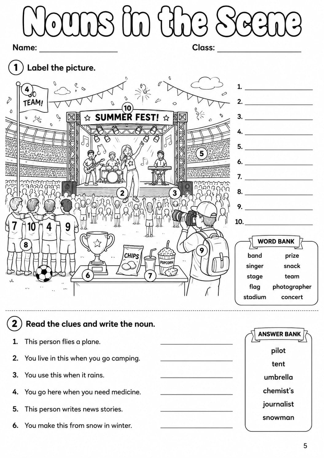 Nouns Flyers Grammar Worksheet Pack page 7 printable worksheet preview