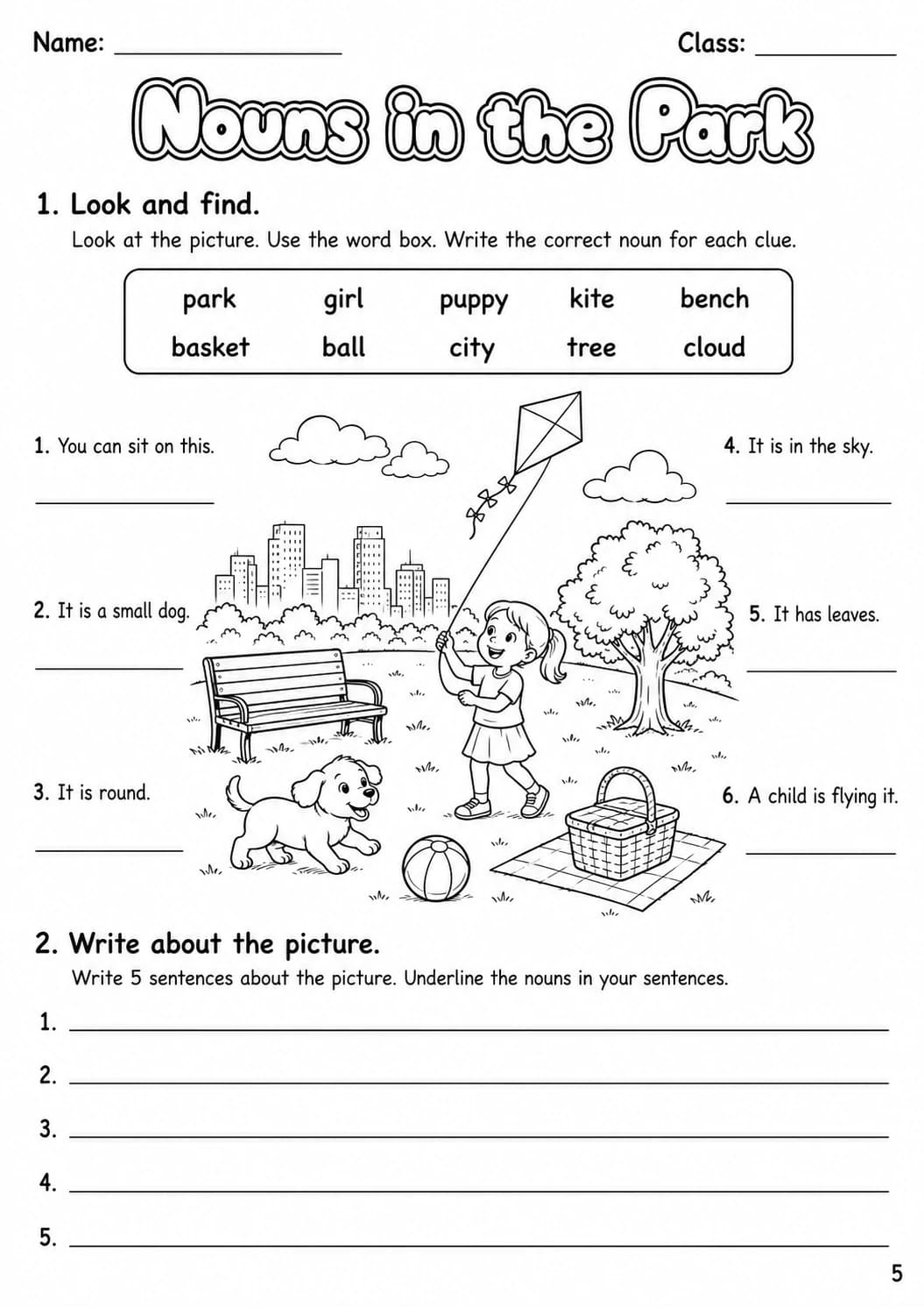 Nouns Movers Grammar Worksheet Pack page 7 printable worksheet preview