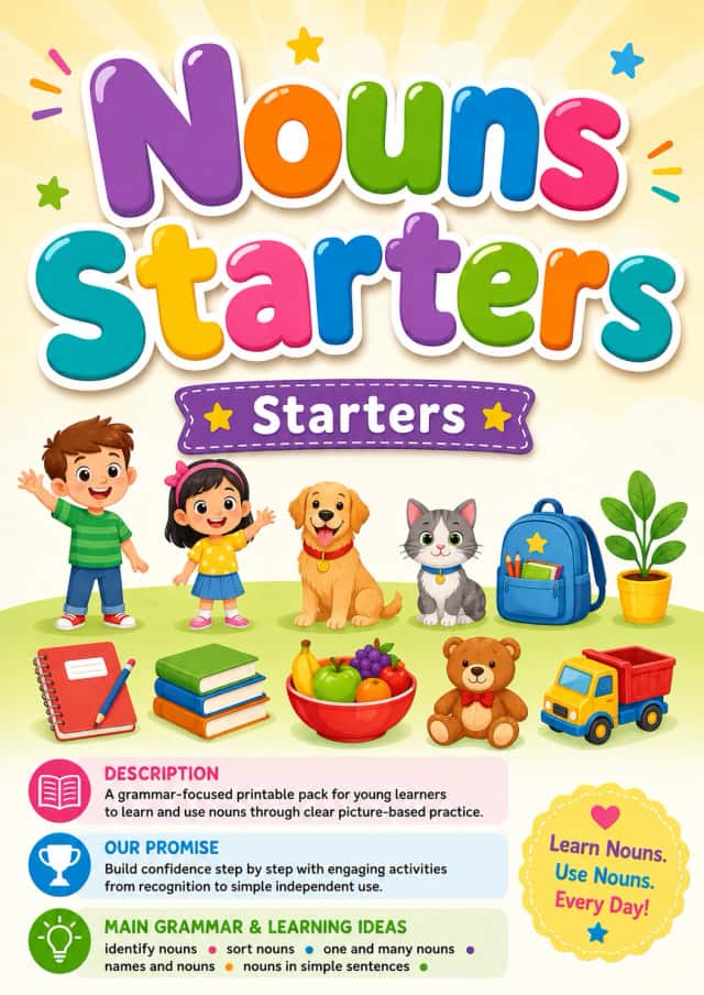 Nouns Starters Grammar Worksheet Pack