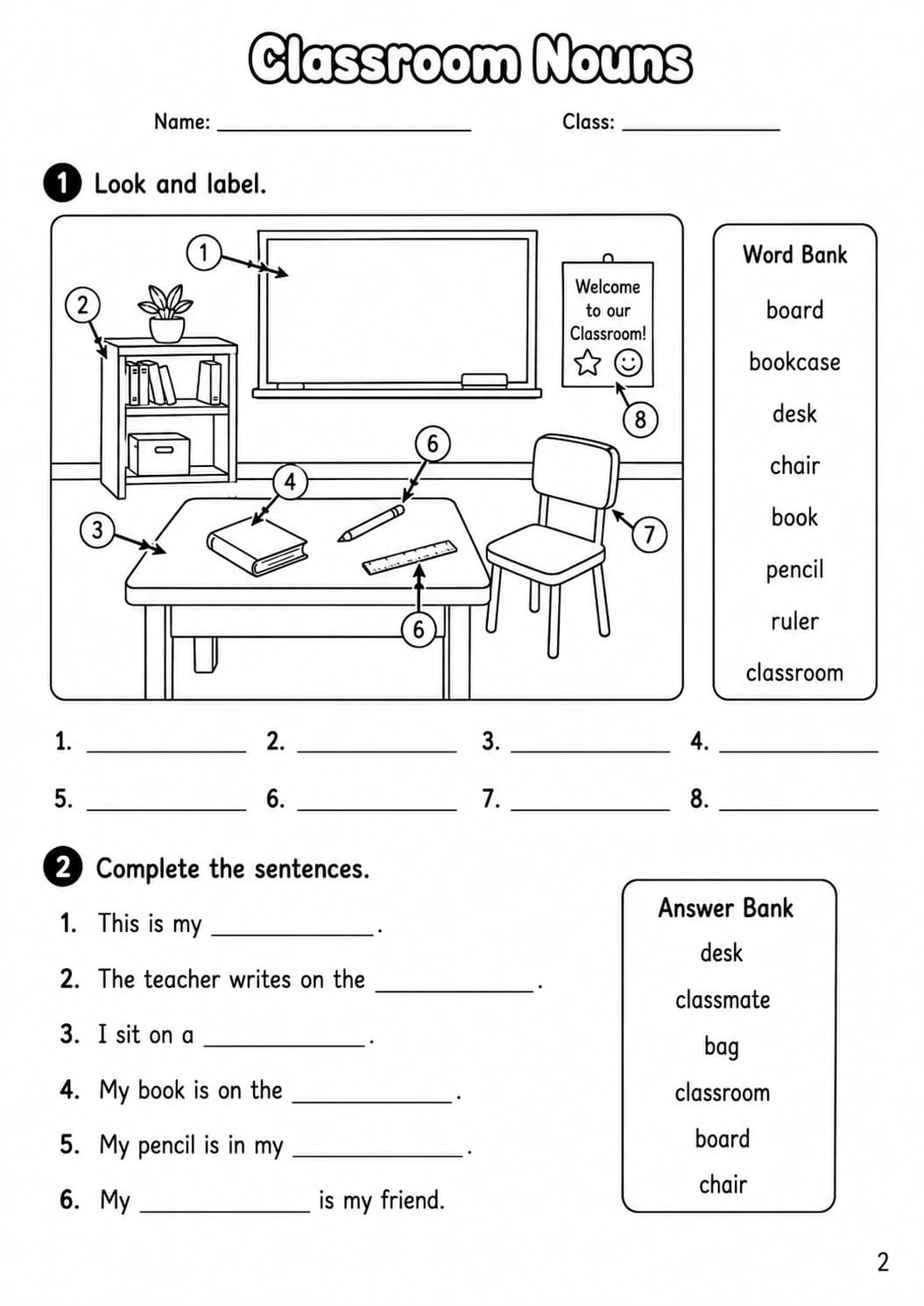 Nouns Starters Grammar Worksheet Pack page 4 printable worksheet preview