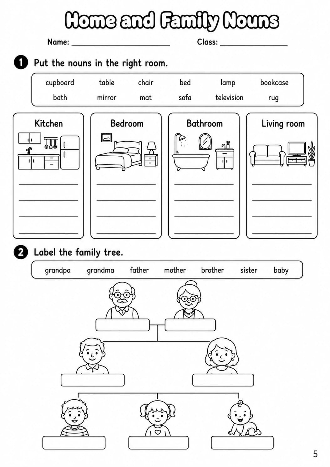 Nouns Starters Grammar Worksheet Pack page 7 printable worksheet preview