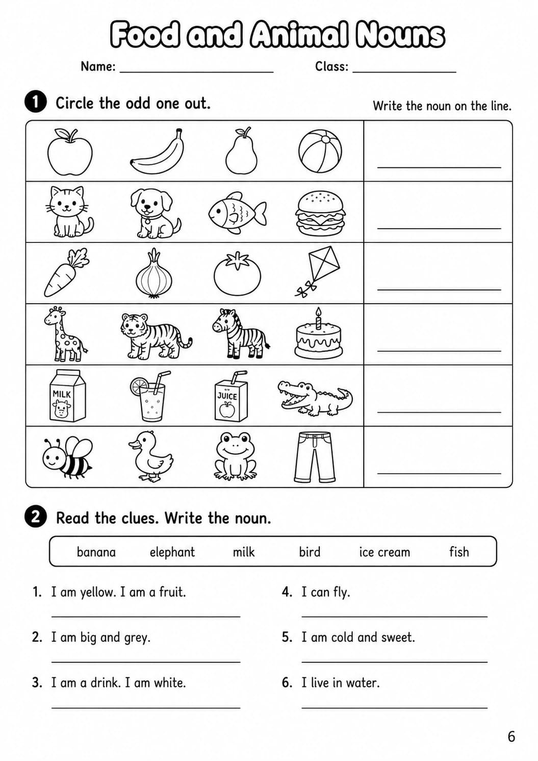 Nouns Starters Grammar Worksheet Pack page 8 printable worksheet preview