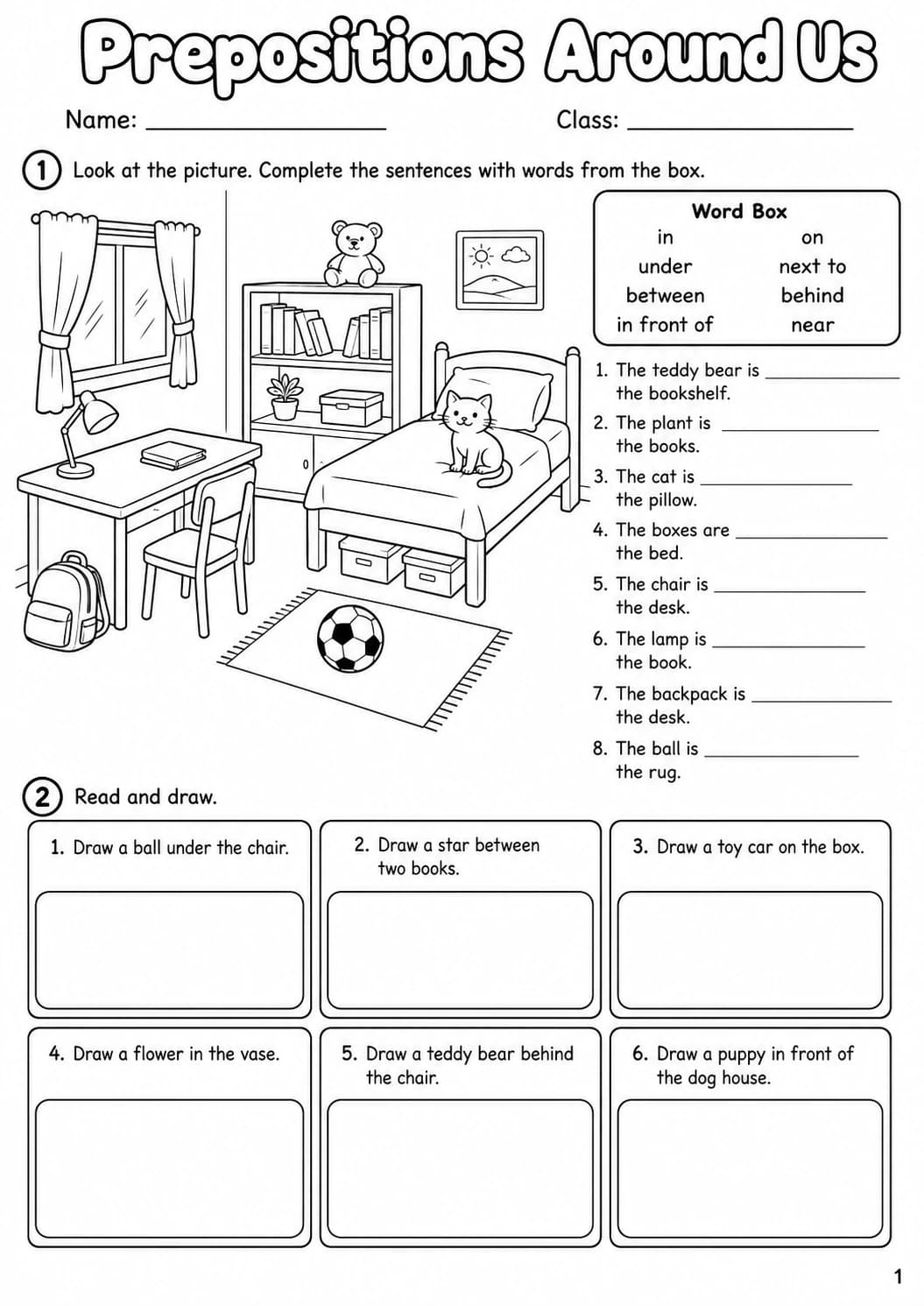 Prepositions Flyers Grammar Worksheet Pack page 3 printable worksheet preview