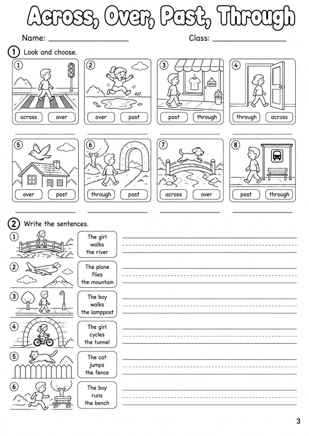 Prepositions Flyers Grammar Worksheet Pack page 5 printable worksheet preview
