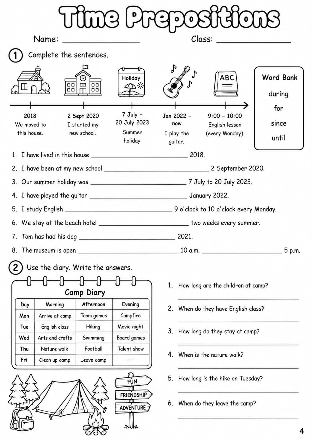 Prepositions Flyers Grammar Worksheet Pack page 6 printable worksheet preview