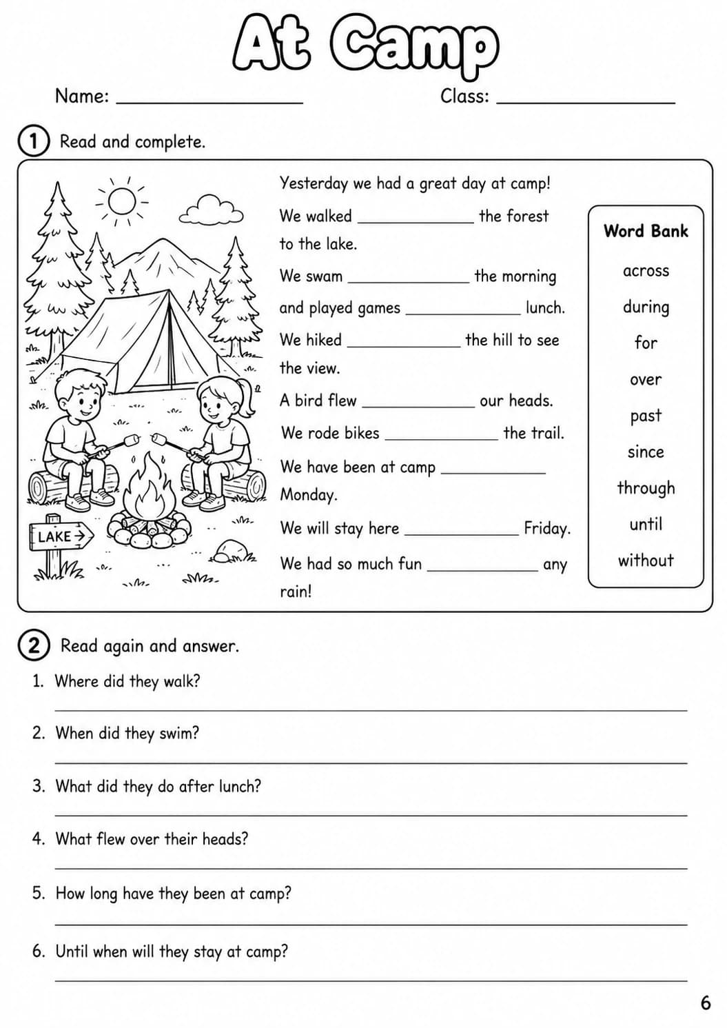 Prepositions Flyers Grammar Worksheet Pack page 8 printable worksheet preview