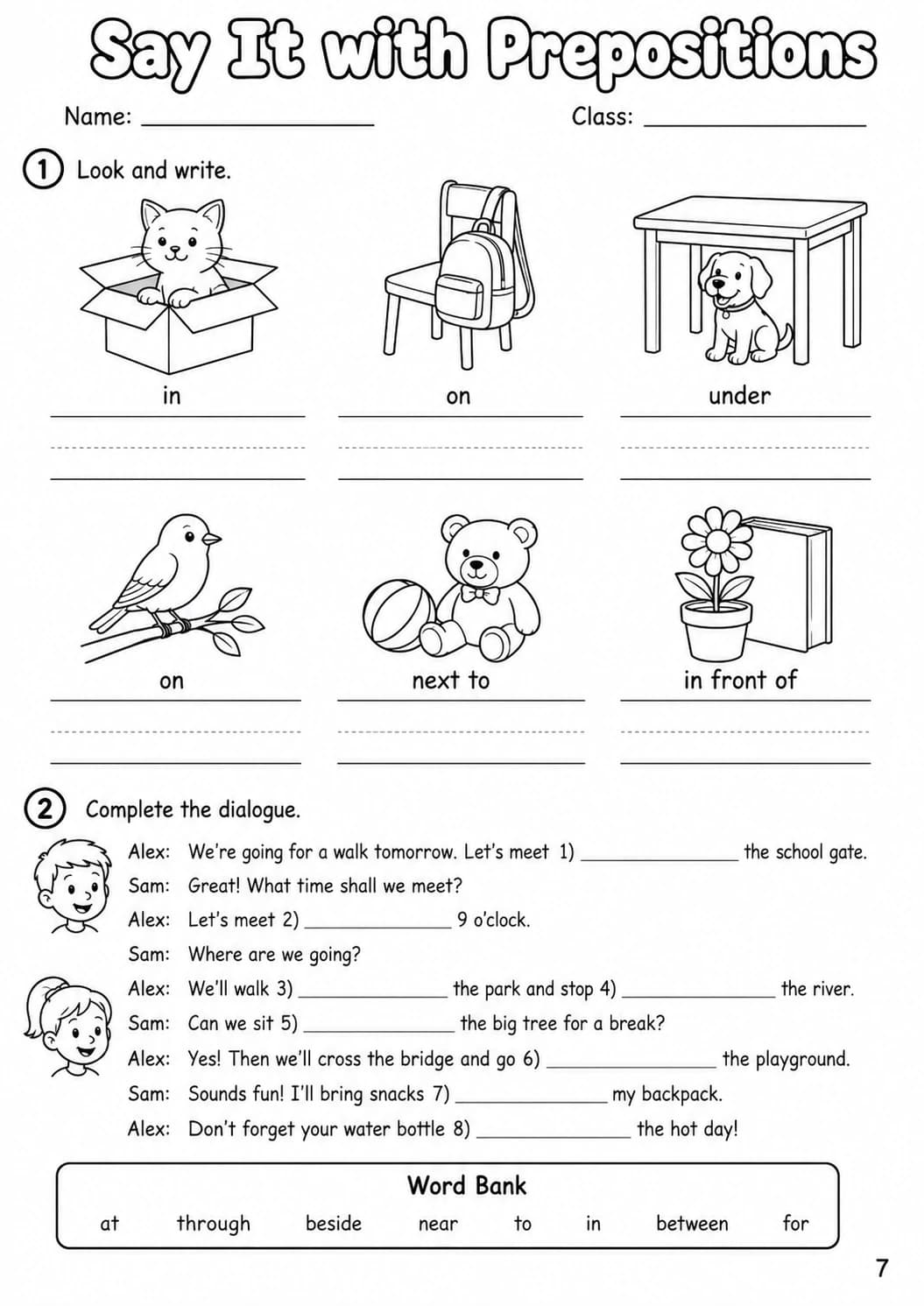 Prepositions Flyers Grammar Worksheet Pack page 9 printable worksheet preview