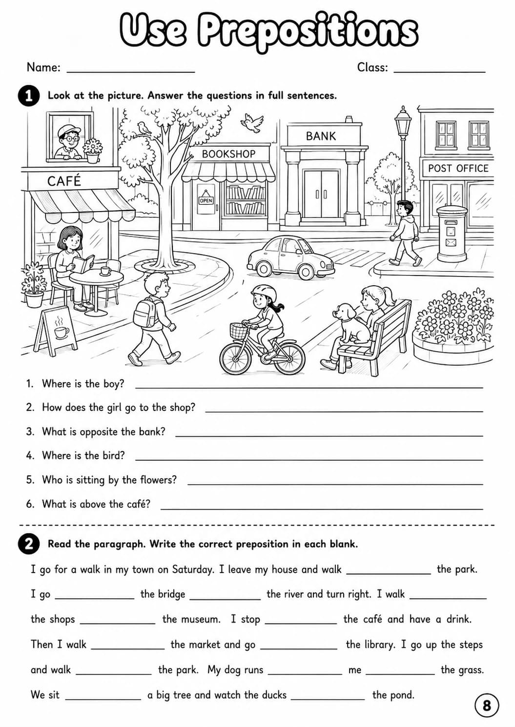 Prepositions Movers Grammar Worksheet Pack page 10 printable worksheet preview