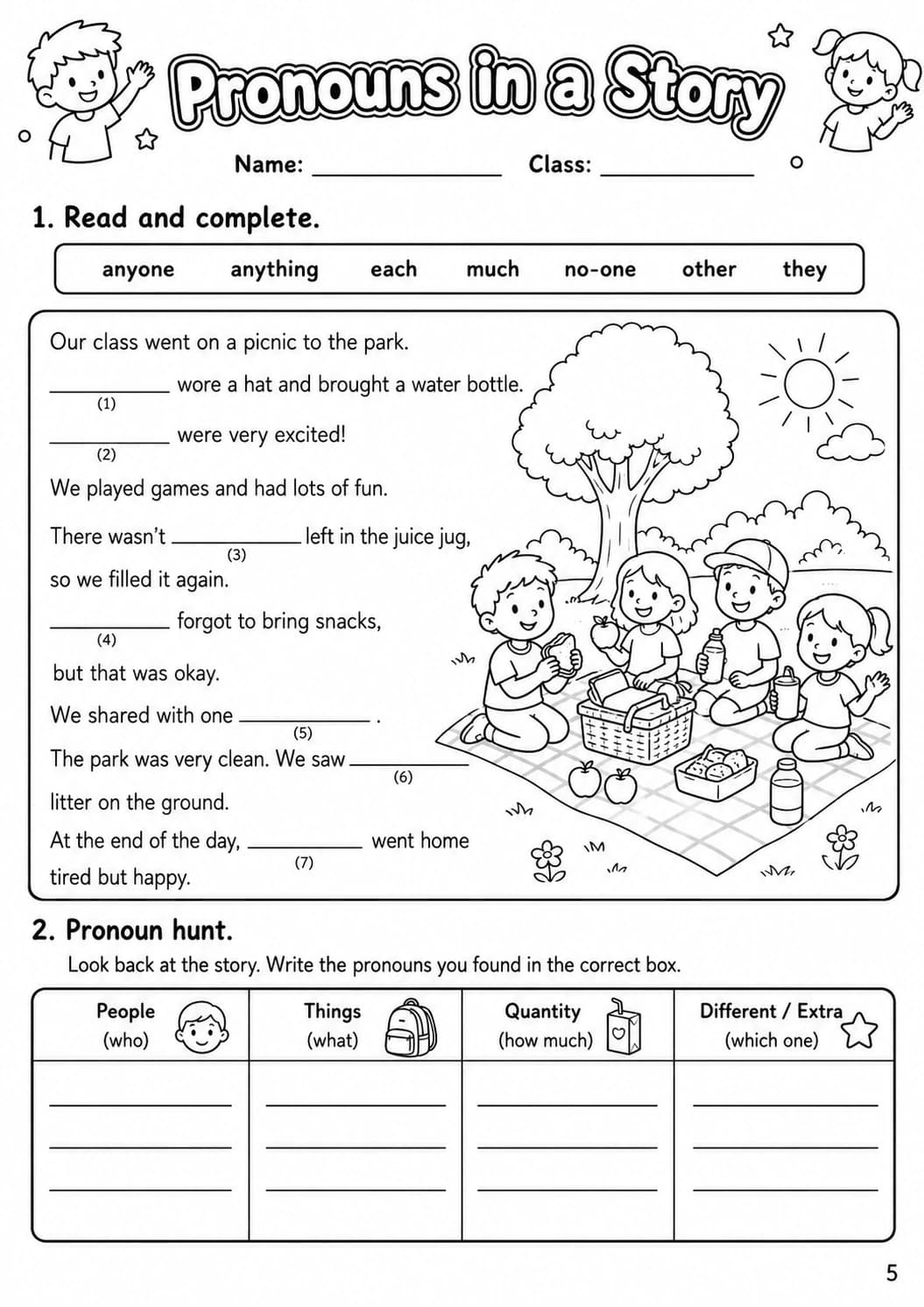 Pronouns Flyers Grammar Worksheet Pack page 7 printable worksheet preview