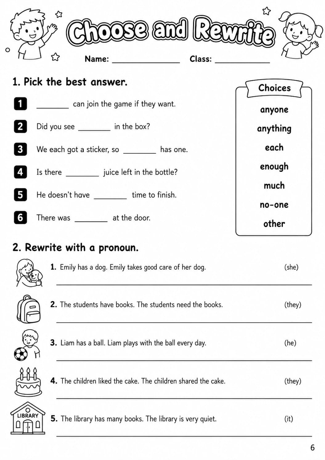 Pronouns Flyers Grammar Worksheet Pack page 8 printable worksheet preview
