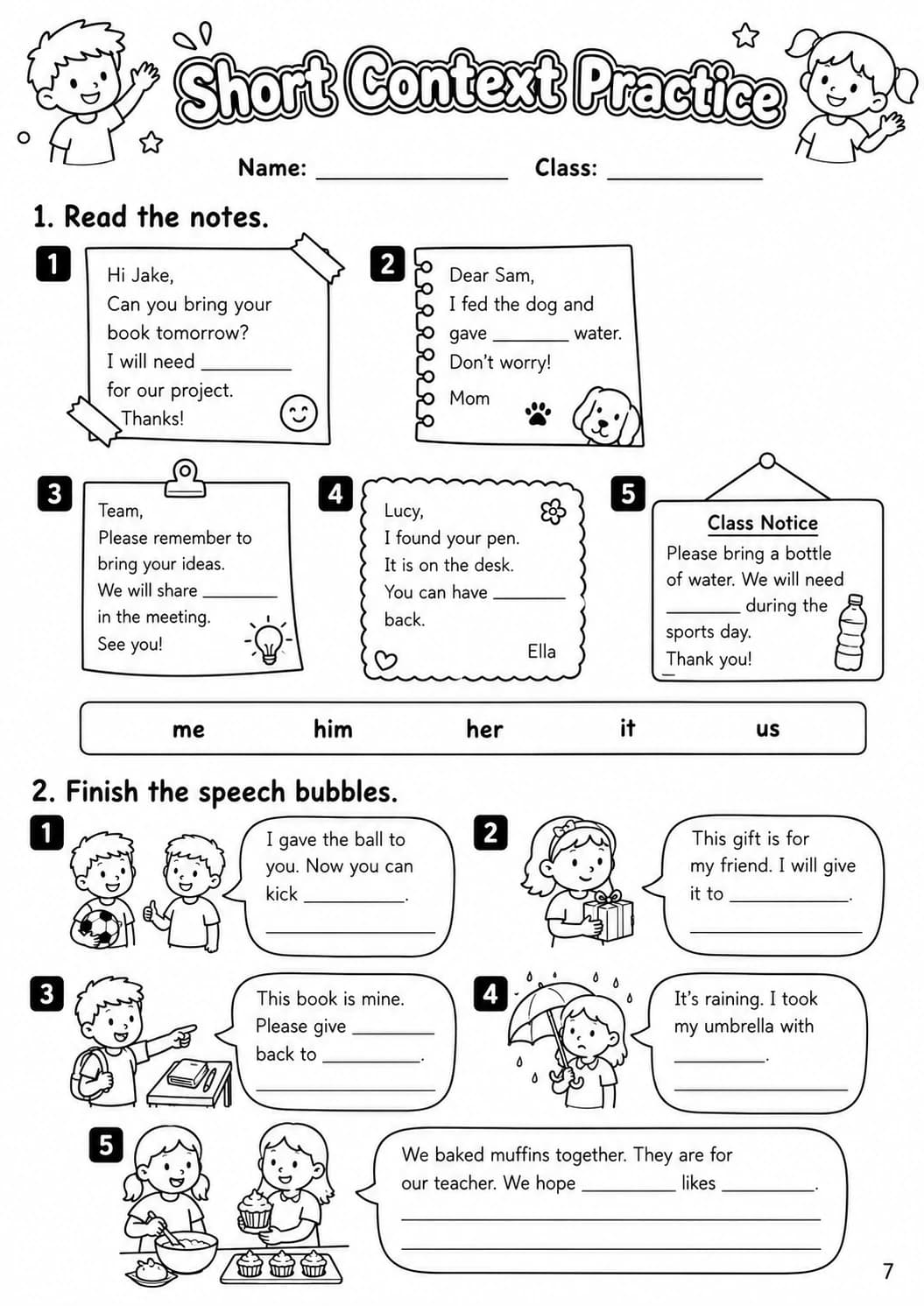 Pronouns Flyers Grammar Worksheet Pack page 9 printable worksheet preview