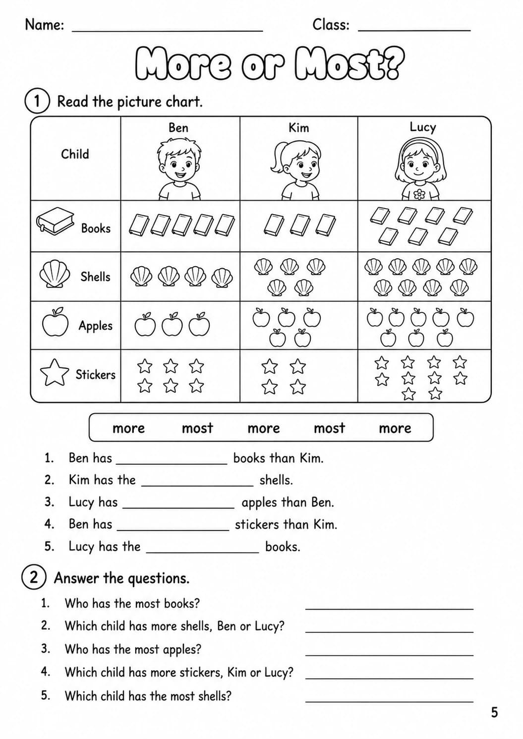 Pronouns Movers Grammar Worksheet Pack page 7 printable worksheet preview