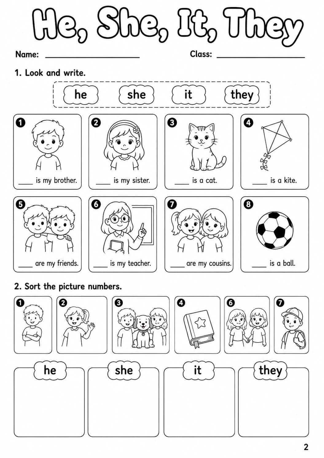 Pronouns Starters Grammar Worksheet Pack page 4 printable worksheet preview