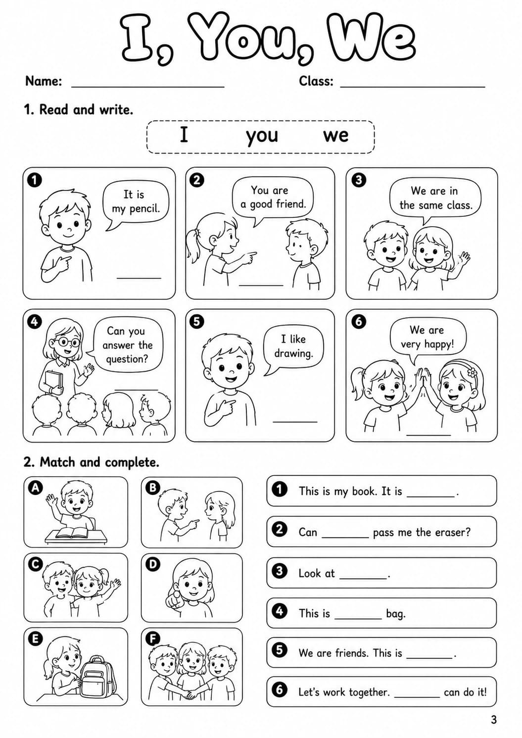 Pronouns Starters Grammar Worksheet Pack page 5 printable worksheet preview