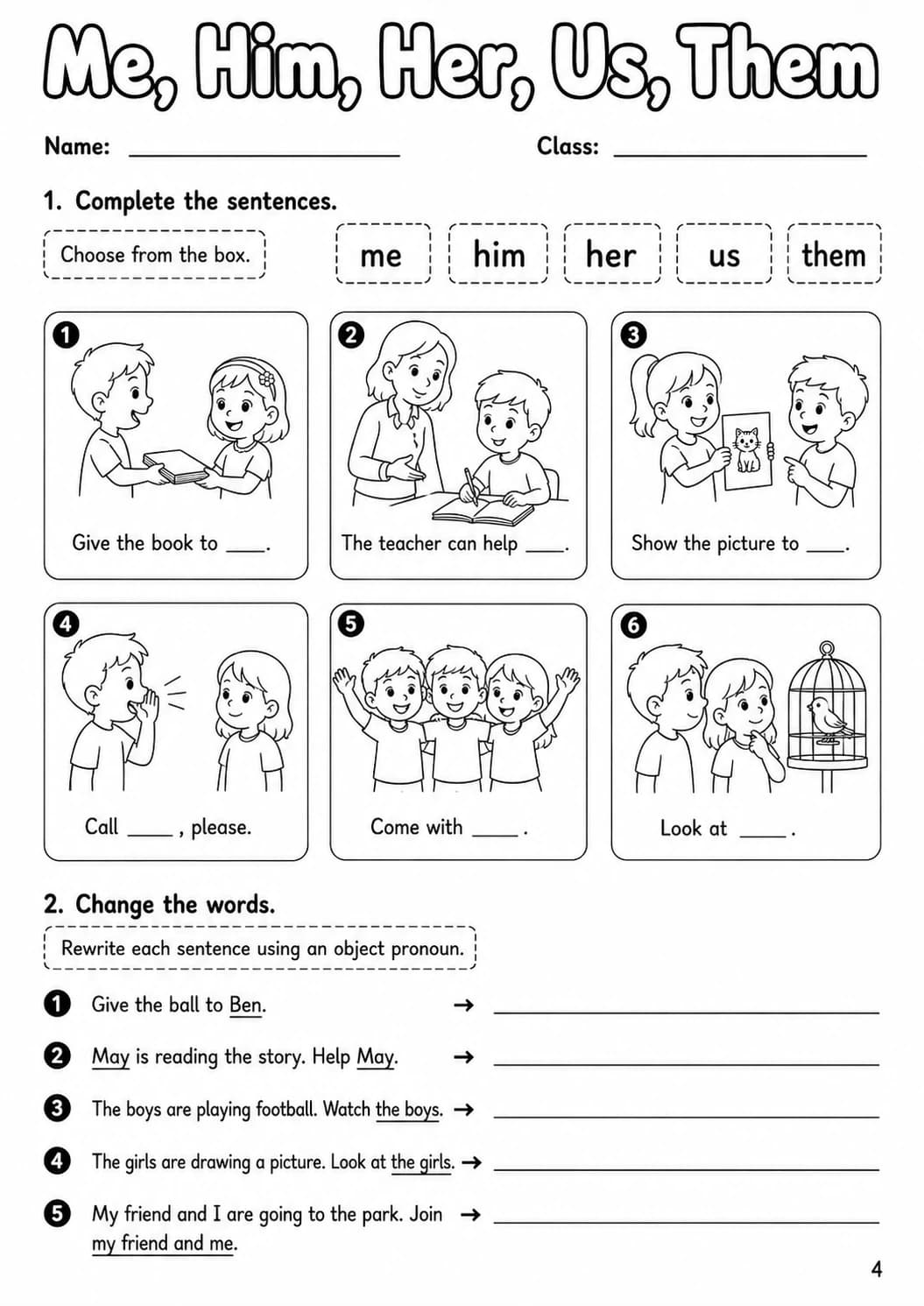 Pronouns Starters Grammar Worksheet Pack page 6 printable worksheet preview