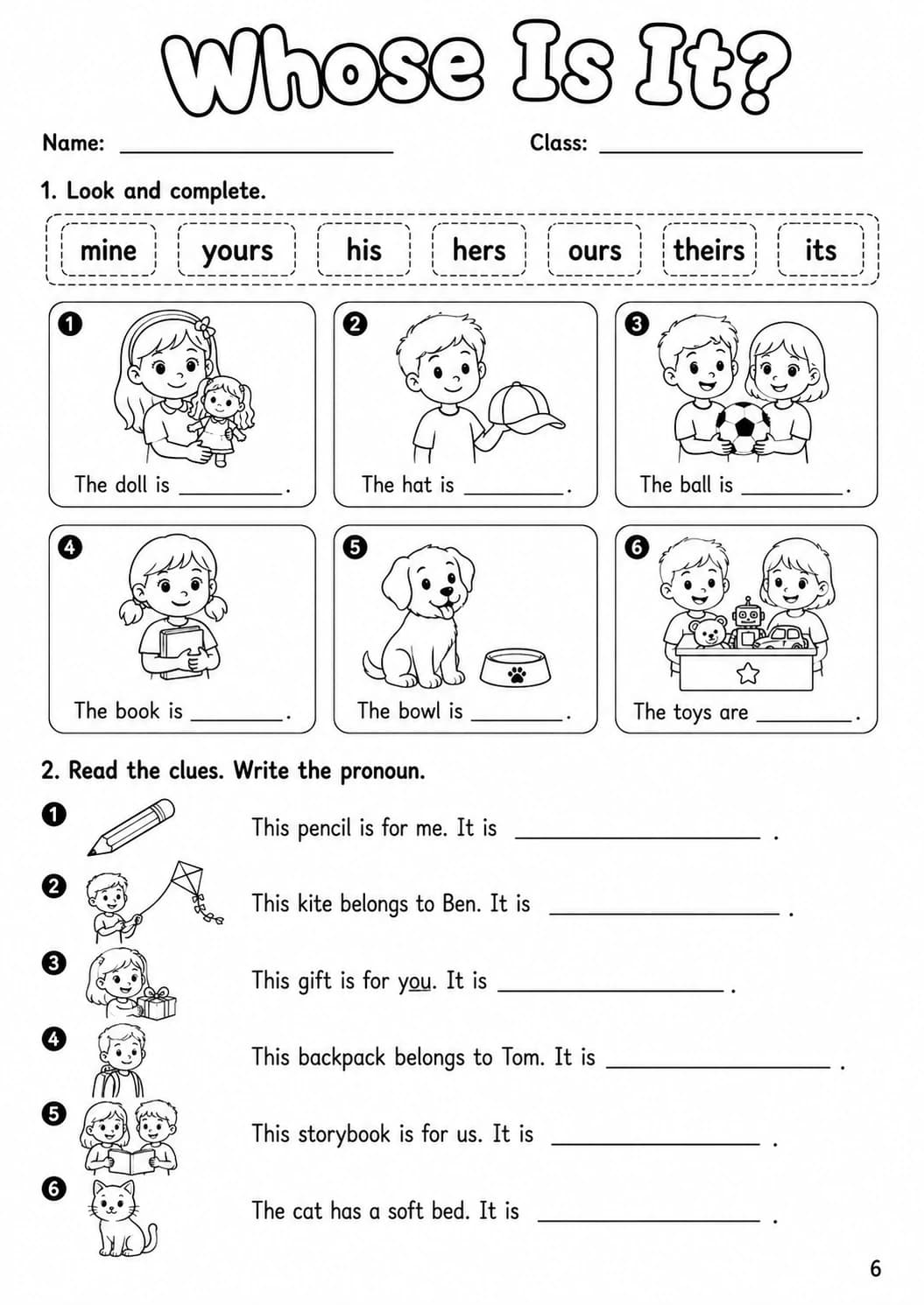 Pronouns Starters Grammar Worksheet Pack page 8 printable worksheet preview