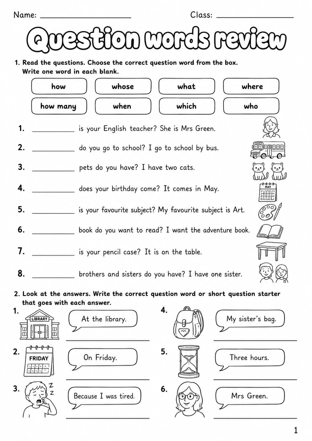 Question words Flyers Grammar Worksheet Pack page 3 printable worksheet preview