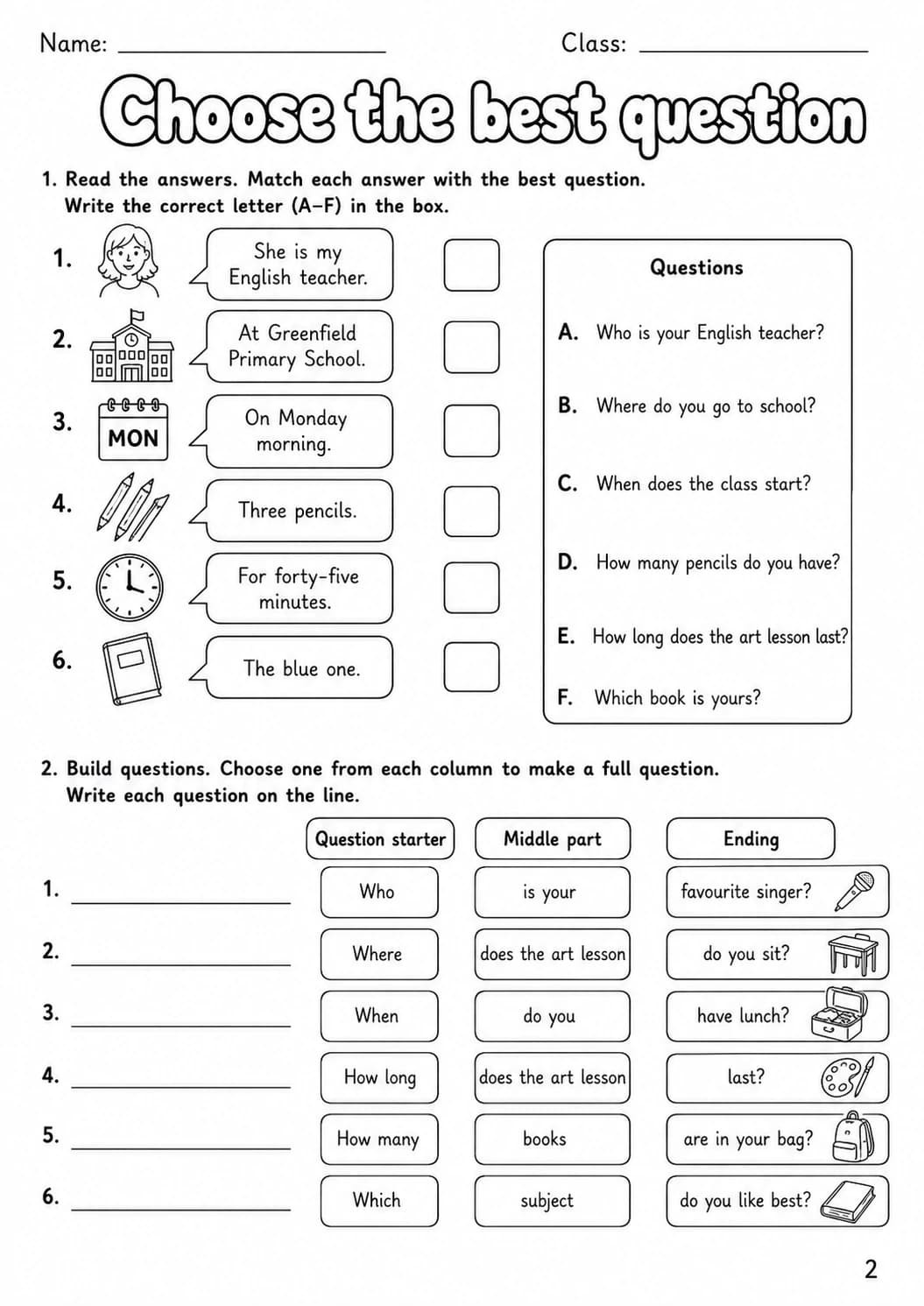 Question words Flyers Grammar Worksheet Pack page 4 printable worksheet preview