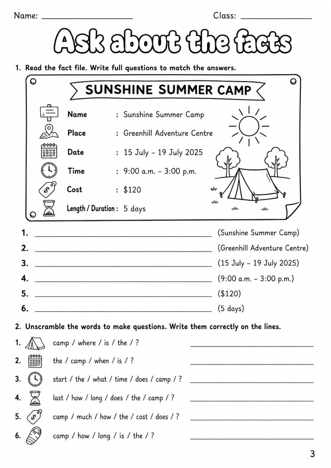 Question words Flyers Grammar Worksheet Pack page 5 printable worksheet preview