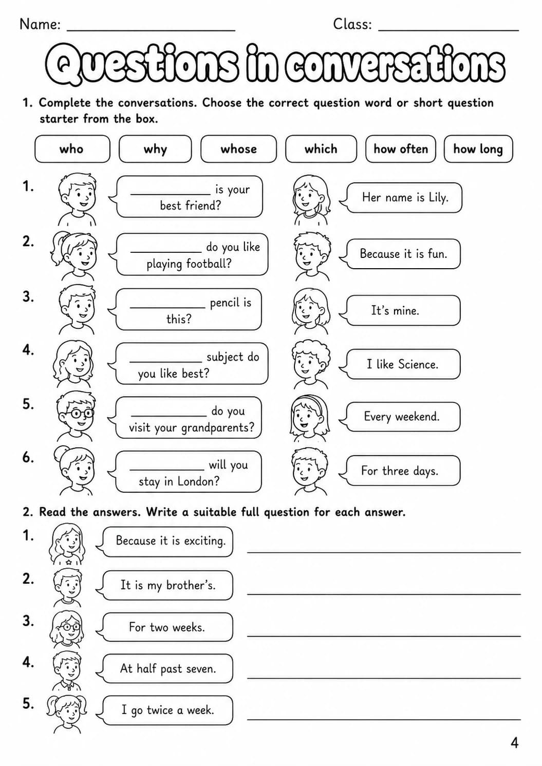 Question words Flyers Grammar Worksheet Pack page 6 printable worksheet preview