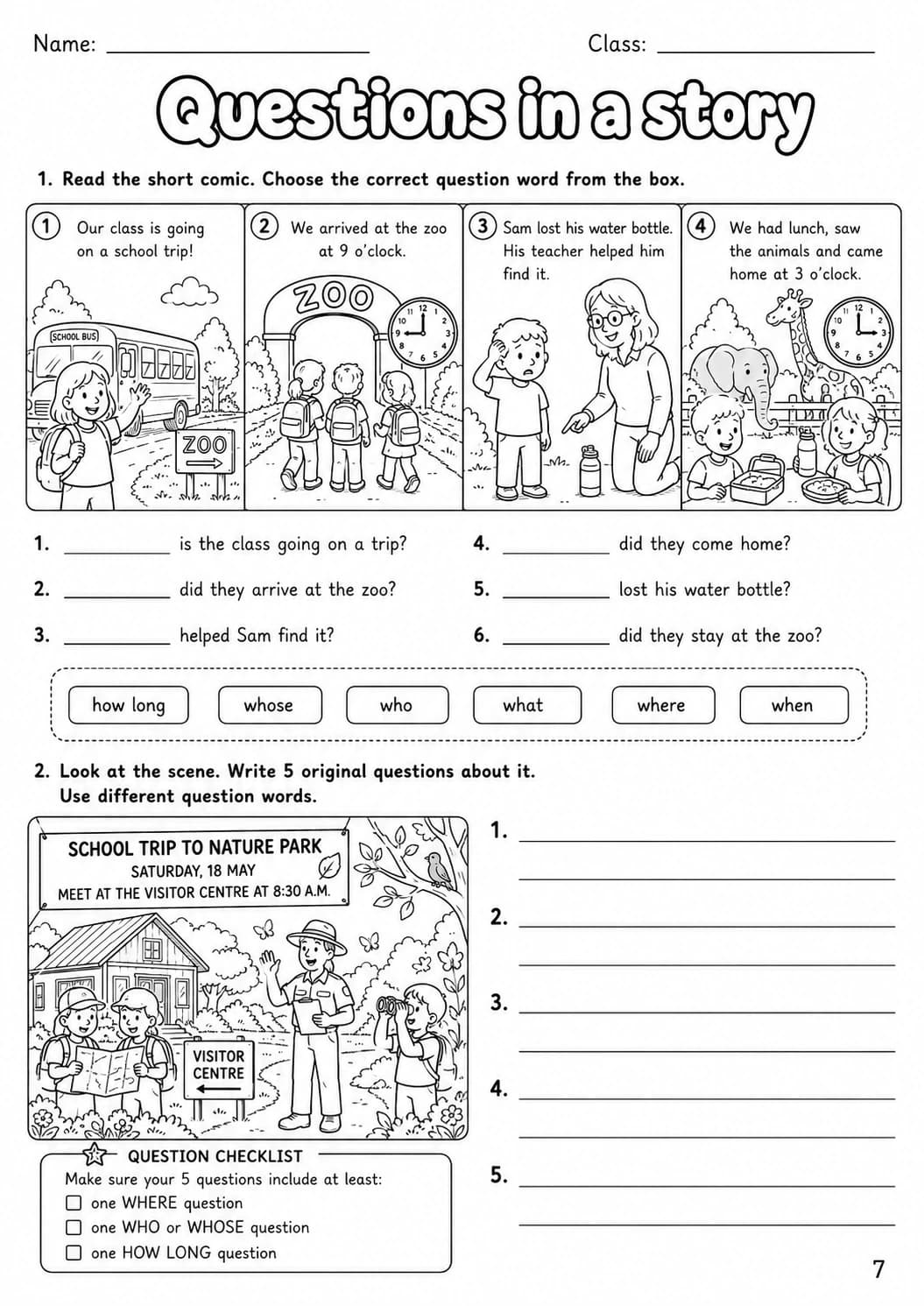 Question words Flyers Grammar Worksheet Pack page 9 printable worksheet preview