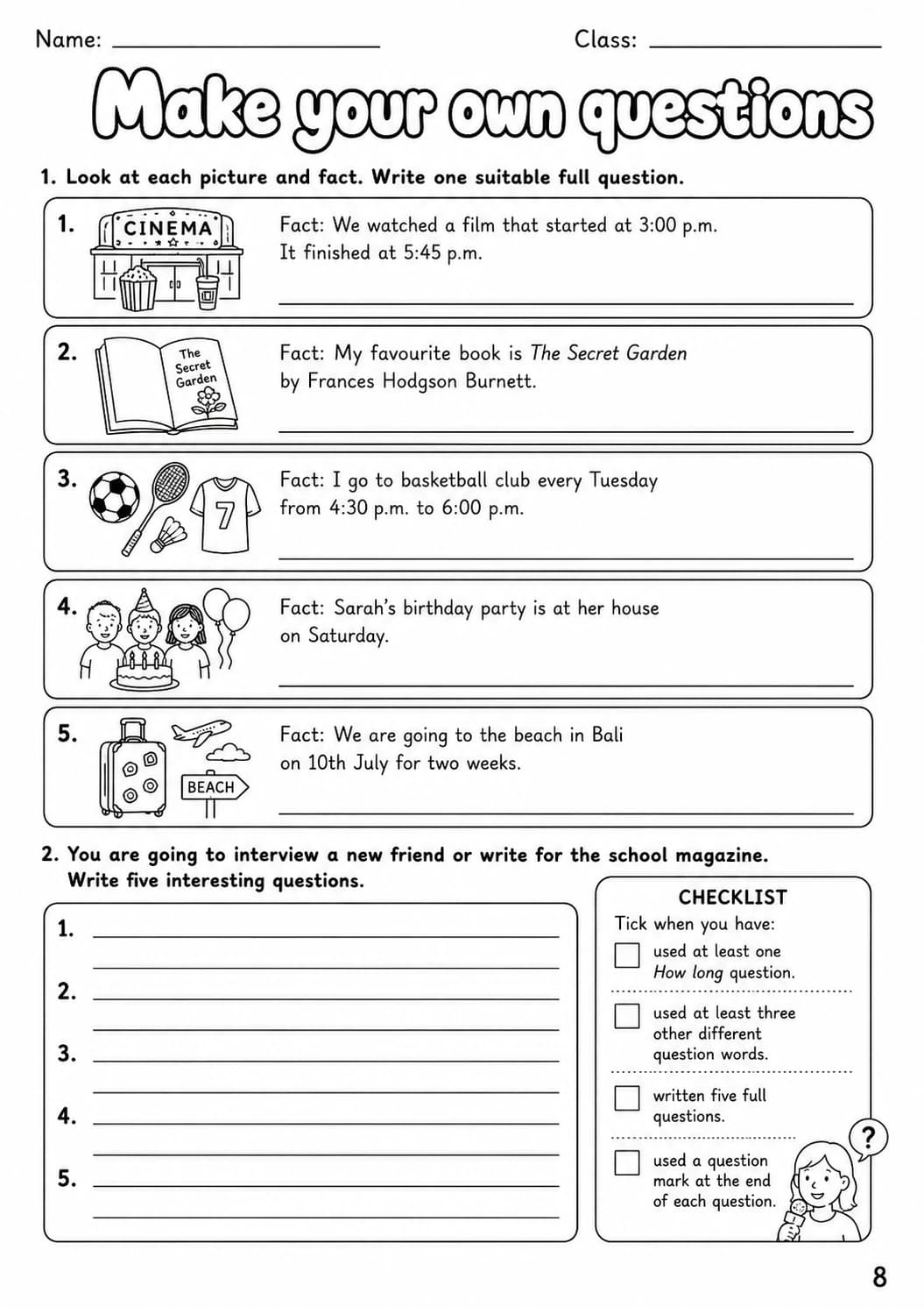 Question words Flyers Grammar Worksheet Pack page 10 printable worksheet preview