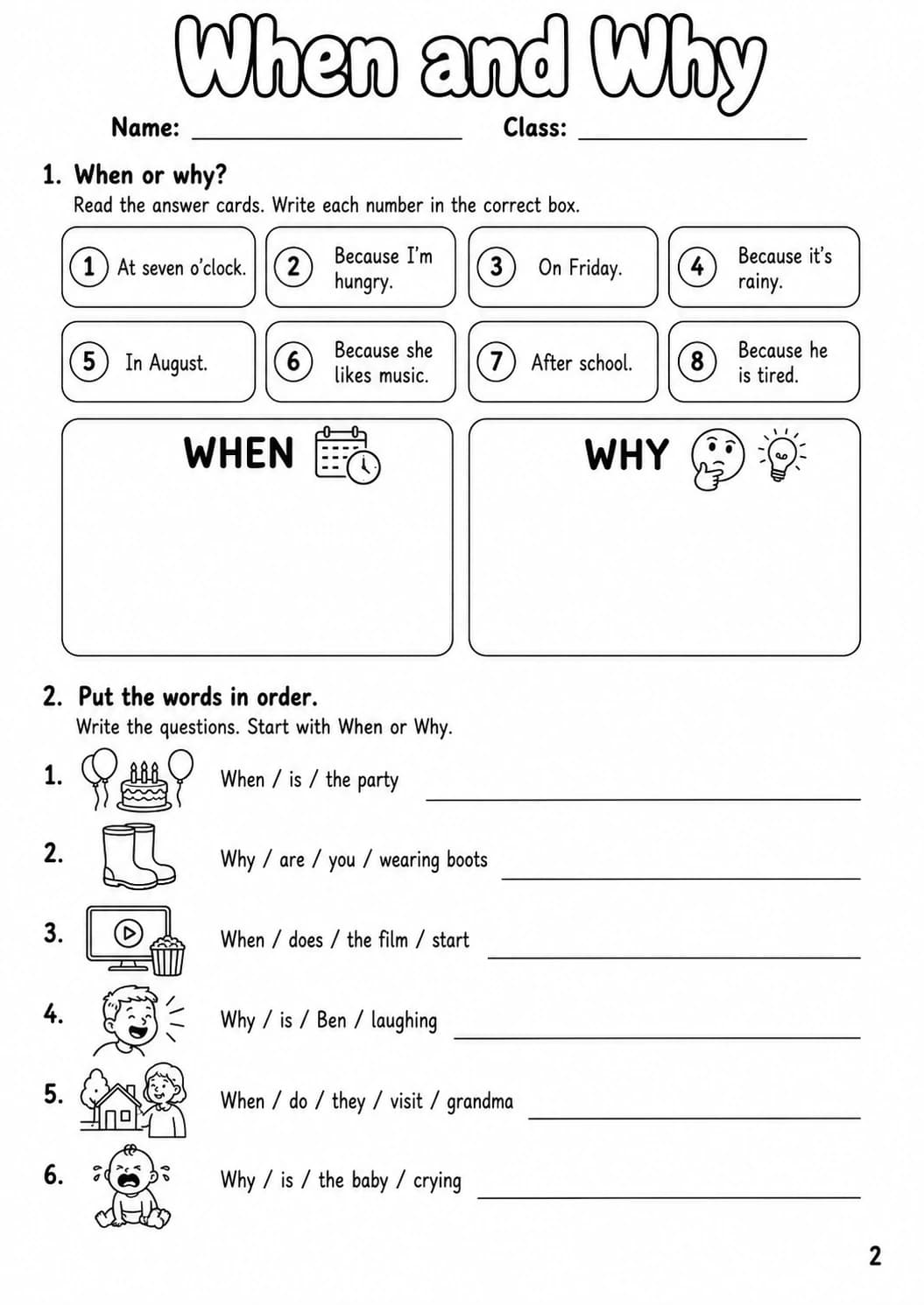 Question words Movers Grammar Worksheet Pack page 4 printable worksheet preview