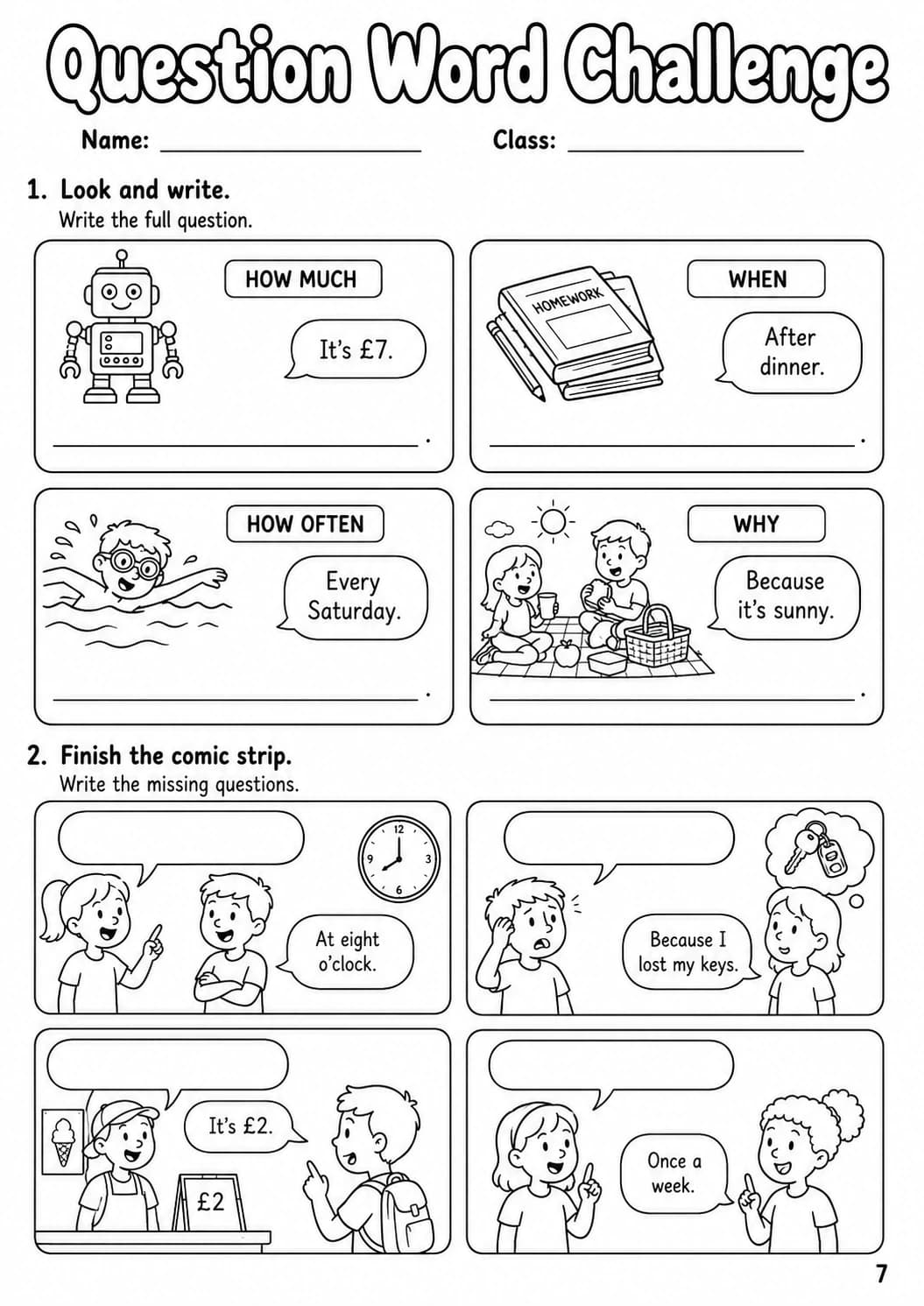 Question words Movers Grammar Worksheet Pack page 9 printable worksheet preview