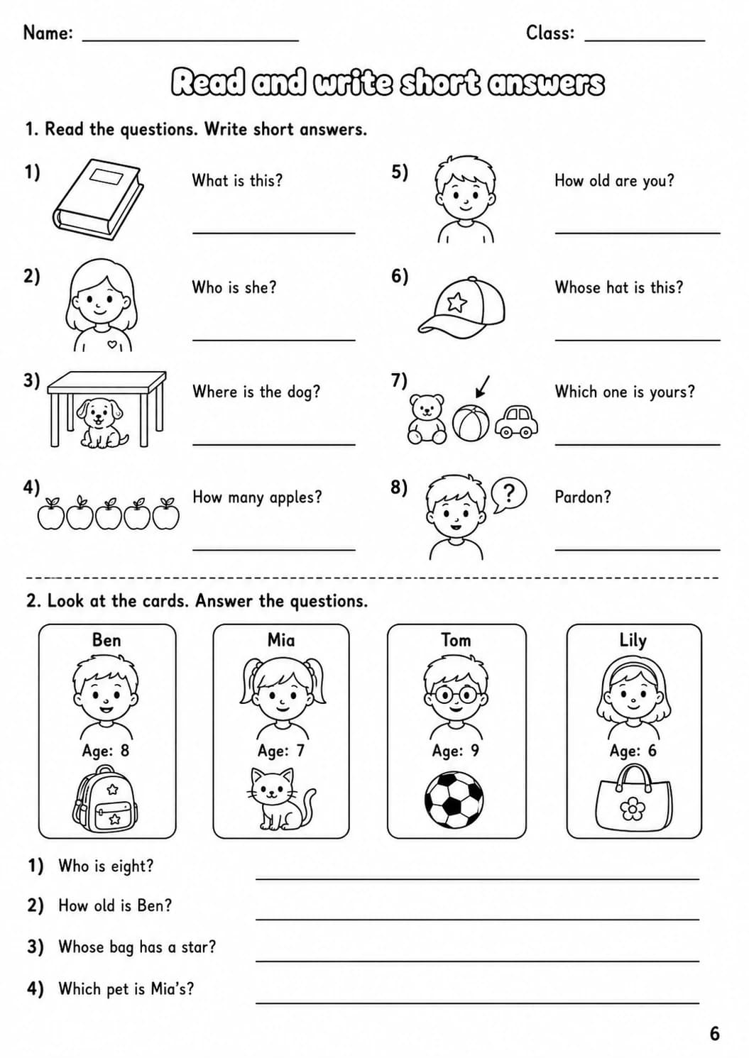 Question words Starters Grammar Worksheet Pack page 5 printable worksheet preview
