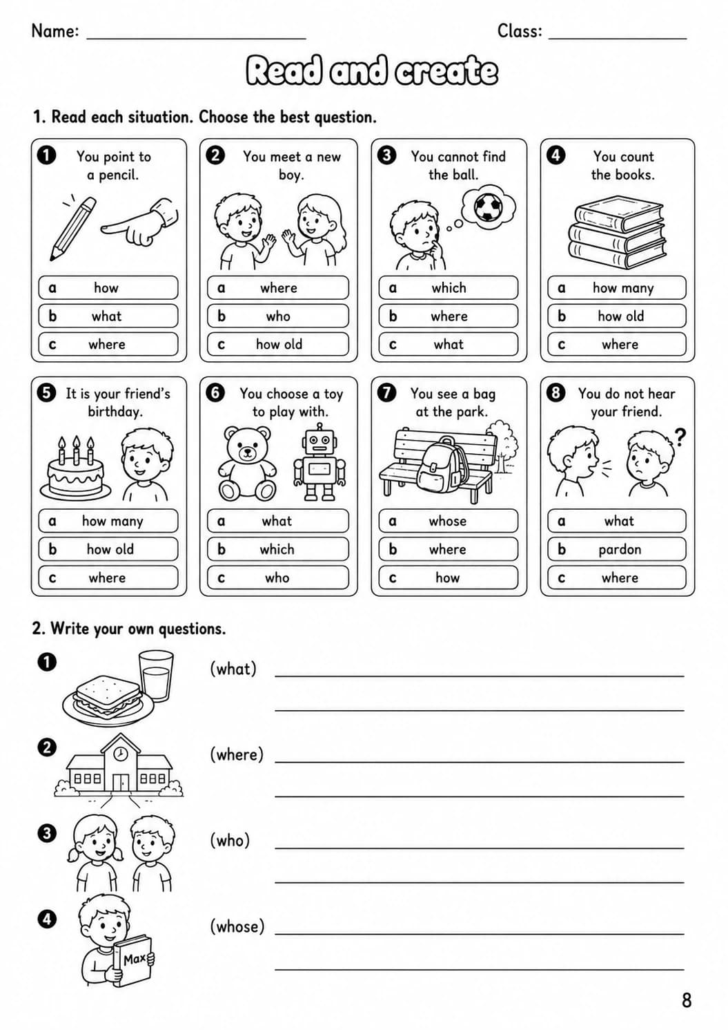 Question words Starters Grammar Worksheet Pack page 10 printable worksheet preview