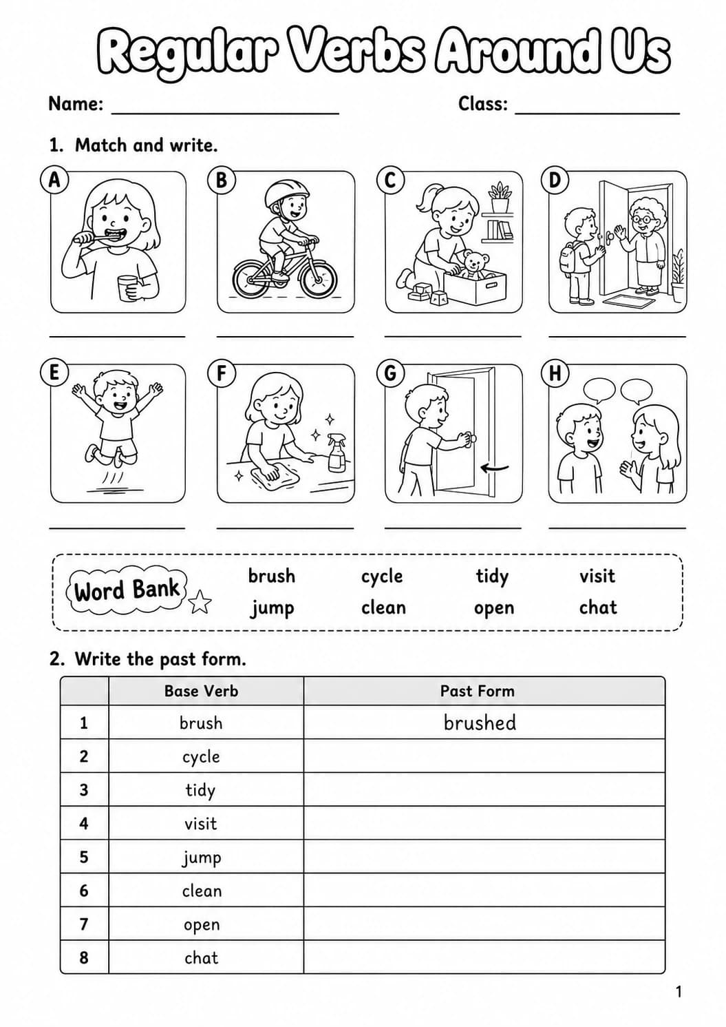 Regular Verbs Flyers Grammar Worksheet Pack page 3 printable worksheet preview