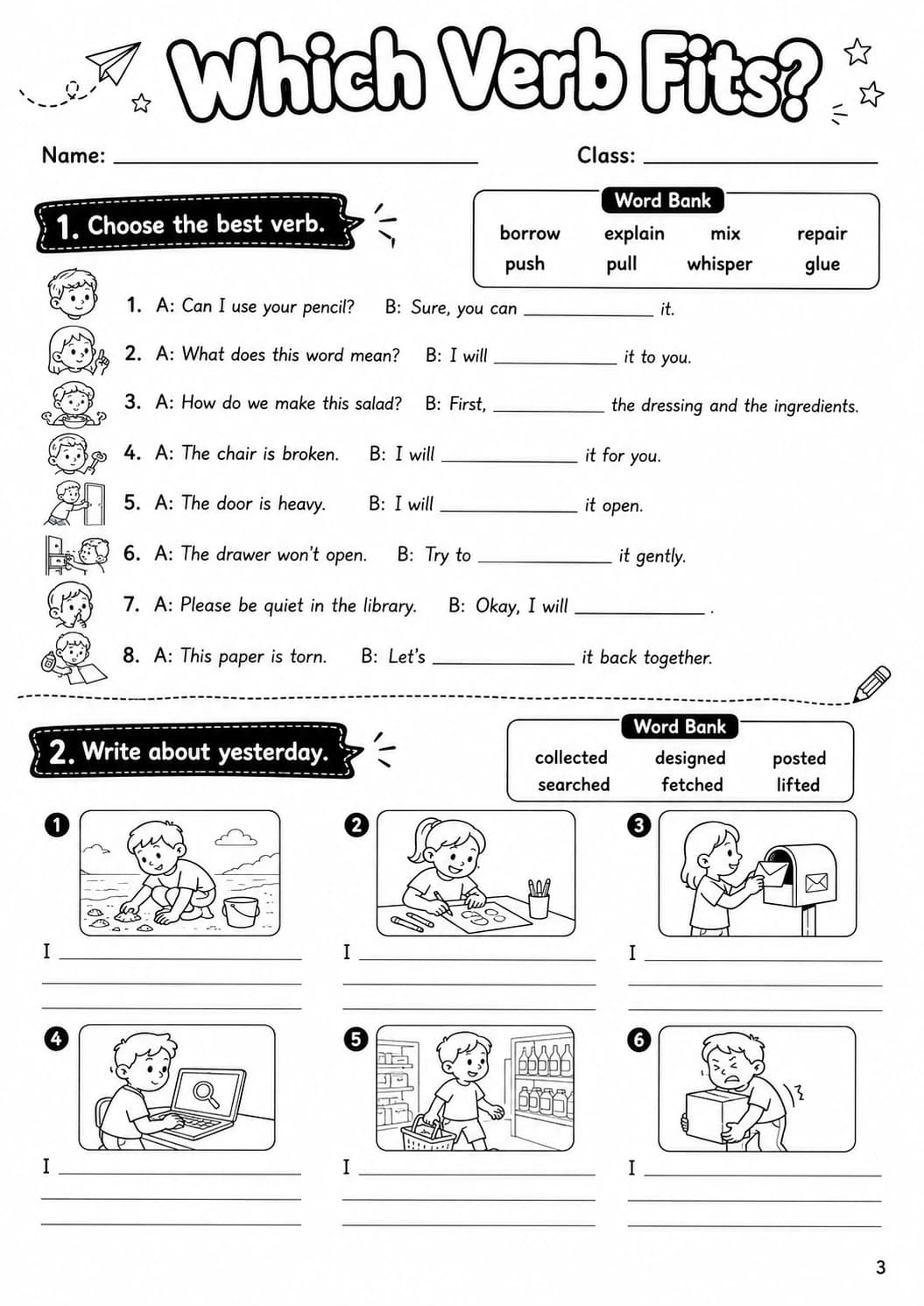 Regular Verbs Flyers Grammar Worksheet Pack page 5 printable worksheet preview