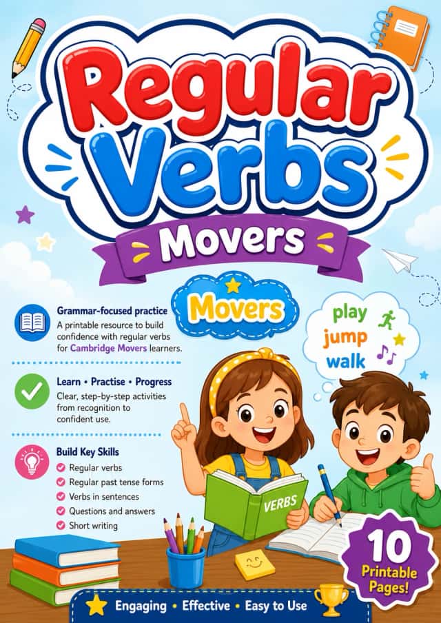 Regular Verbs Movers Grammar Worksheet Pack