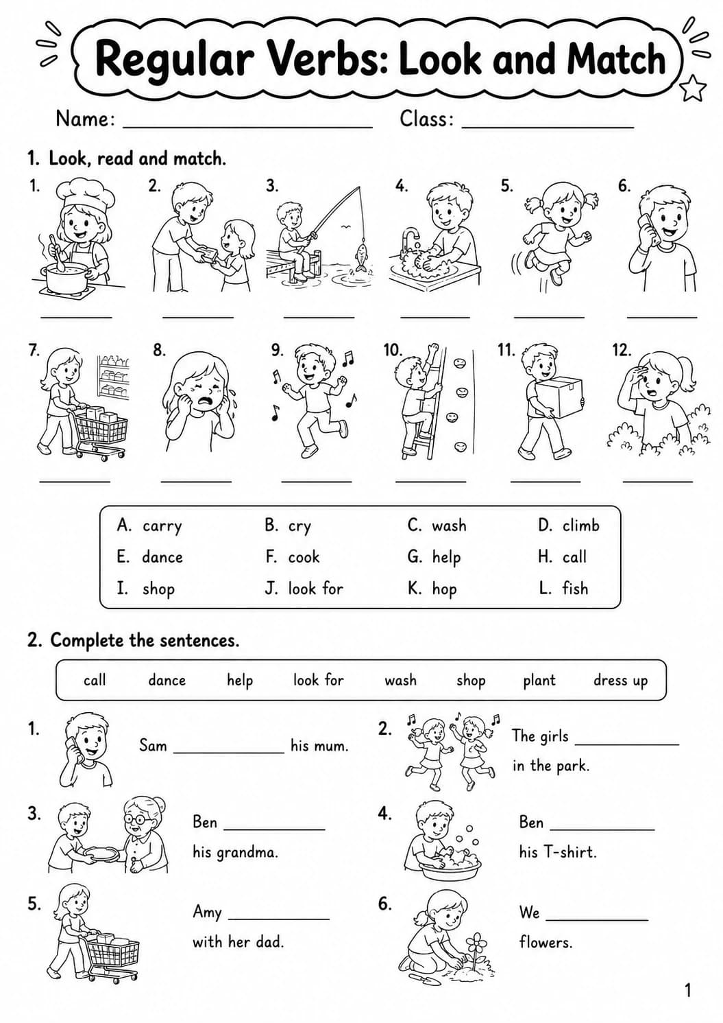 Regular Verbs Movers Grammar Worksheet Pack page 3 printable worksheet preview