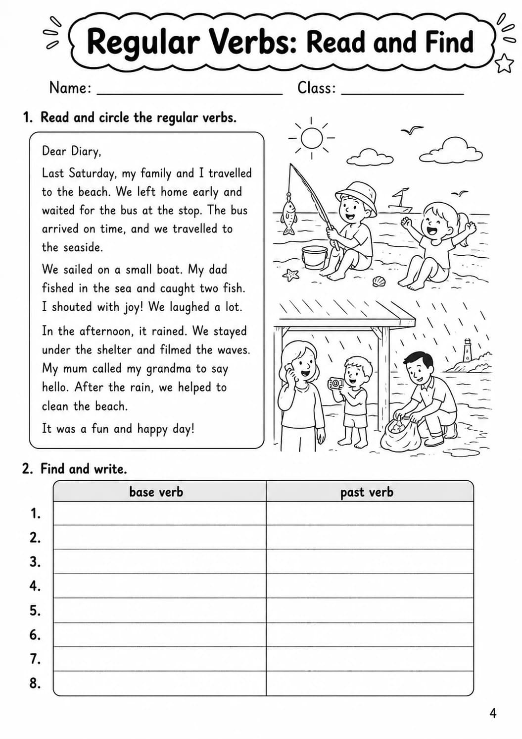 Regular Verbs Movers Grammar Worksheet Pack page 6 printable worksheet preview