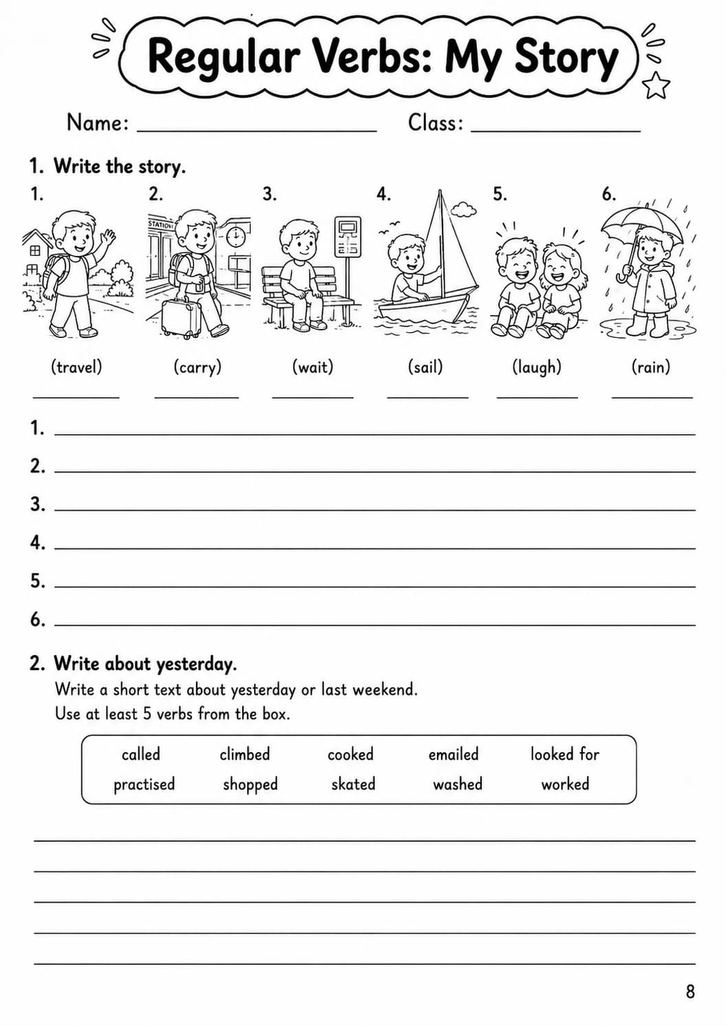 Regular Verbs Movers Grammar Worksheet Pack page 10 printable worksheet preview