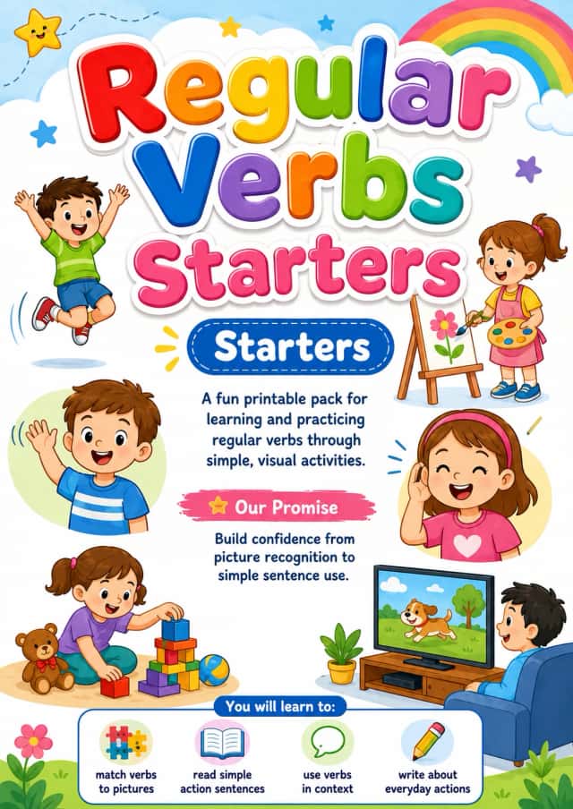 Regular Verbs Starters Grammar Worksheet Pack