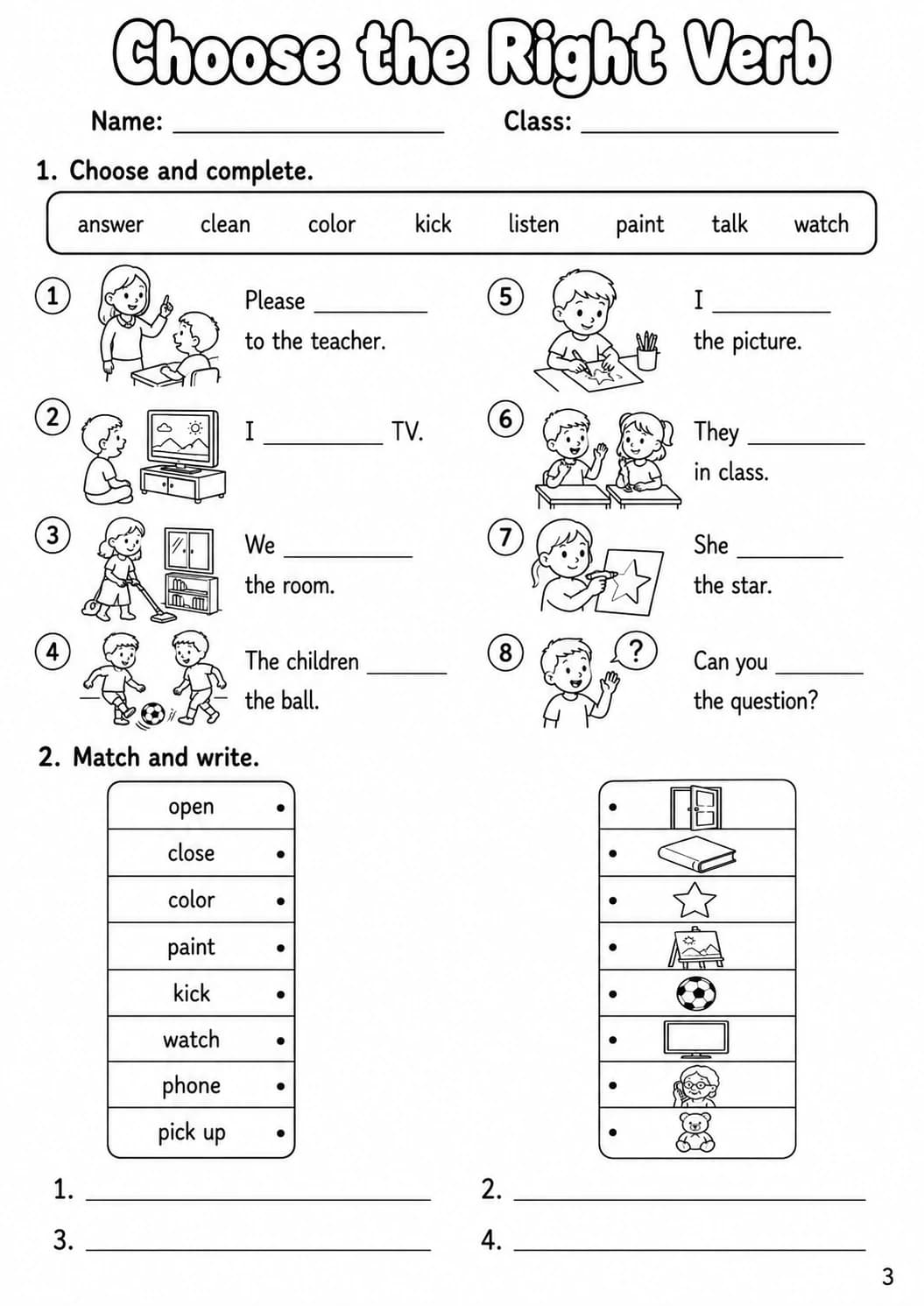 Regular Verbs Starters Grammar Worksheet Pack page 5 printable worksheet preview