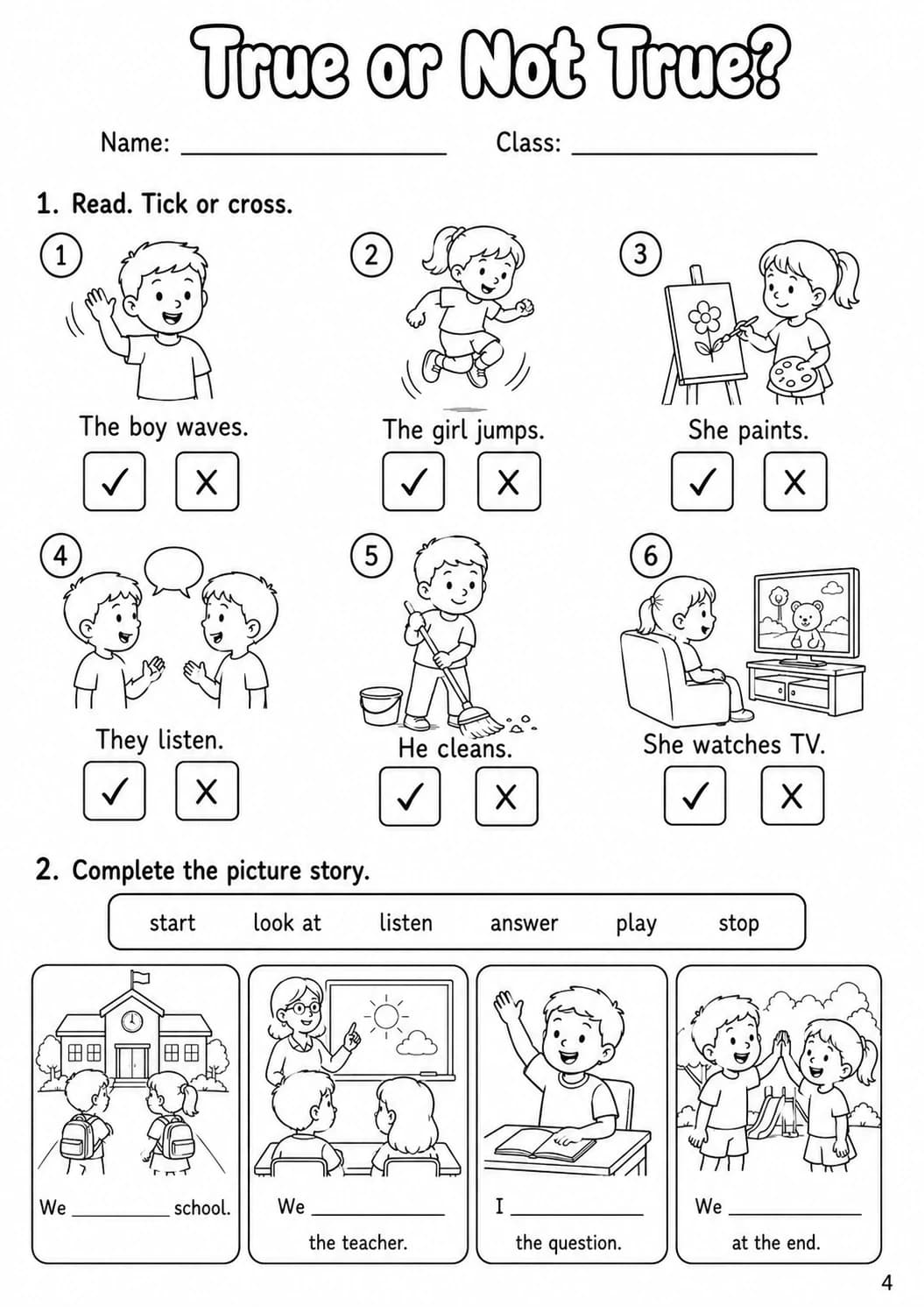 Regular Verbs Starters Grammar Worksheet Pack page 6 printable worksheet preview
