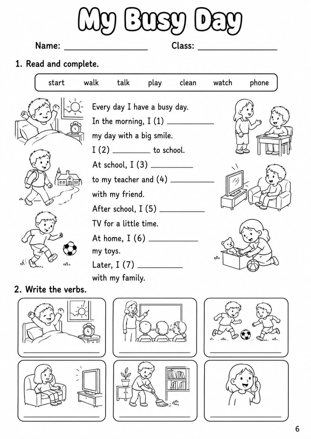 Regular Verbs Starters Grammar Worksheet Pack page 8 printable worksheet preview