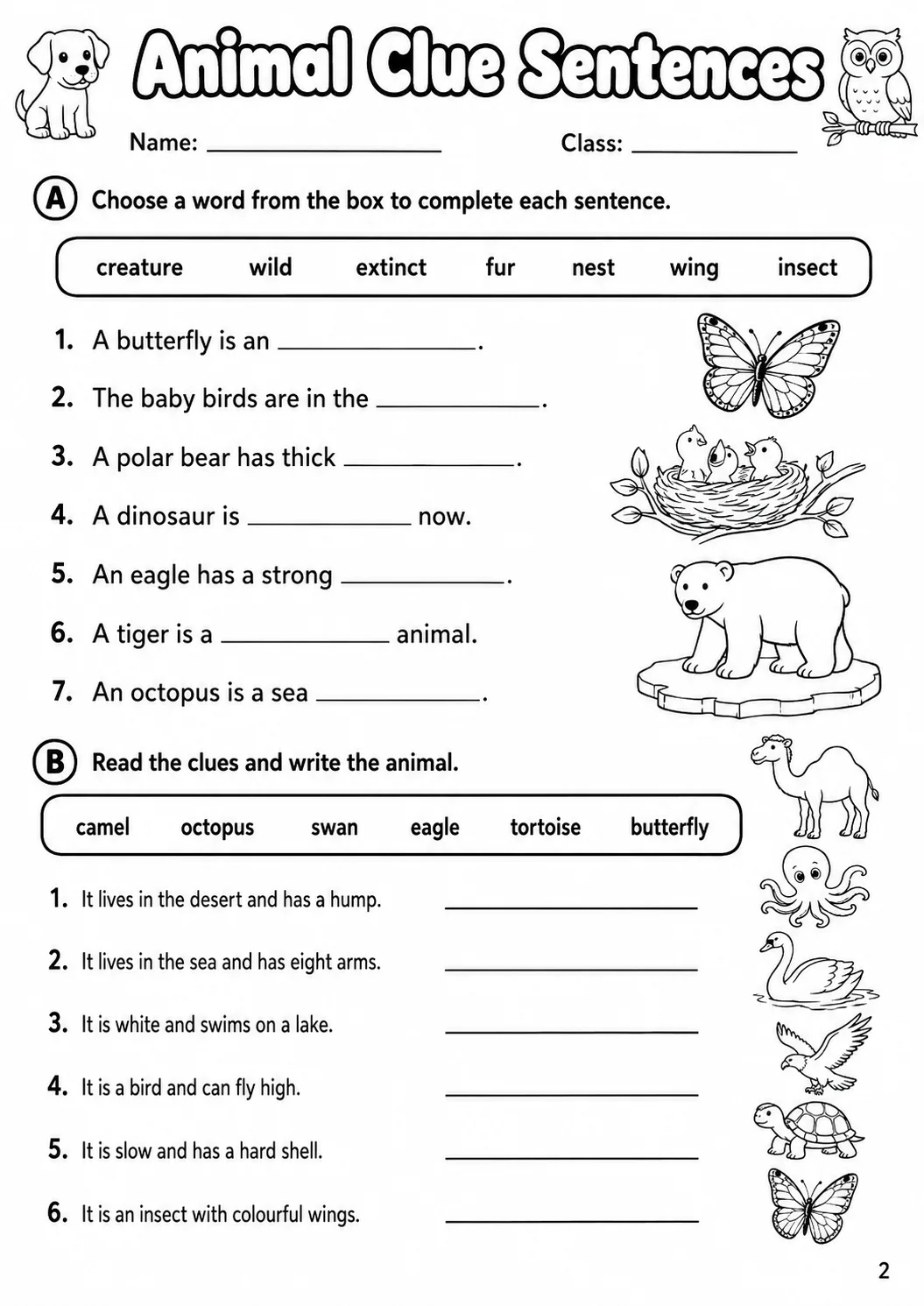 Animals Flyers Vocabulary Worksheet Pack page 4 printable worksheet preview