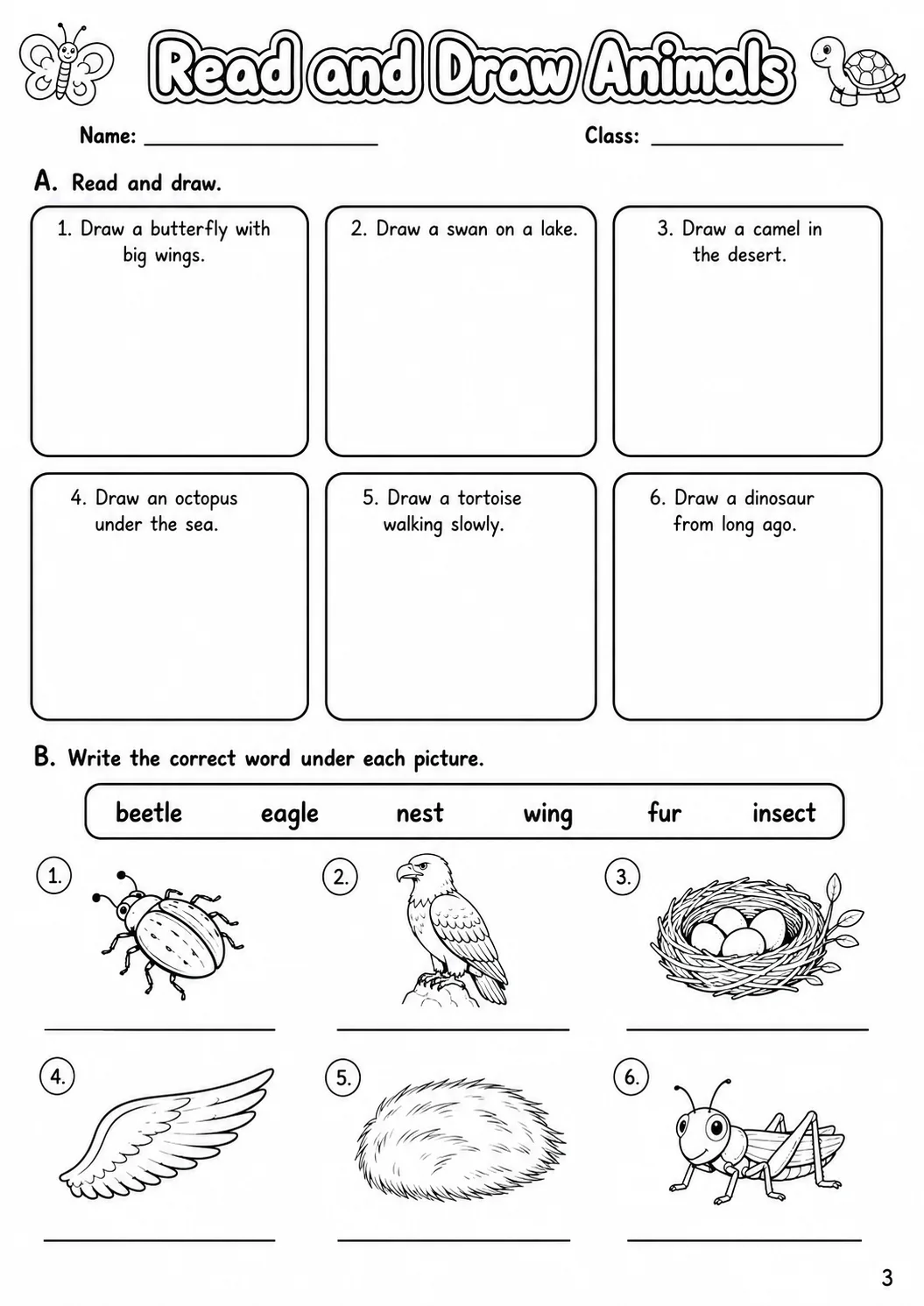 Animals Flyers Vocabulary Worksheet Pack page 5 printable worksheet preview