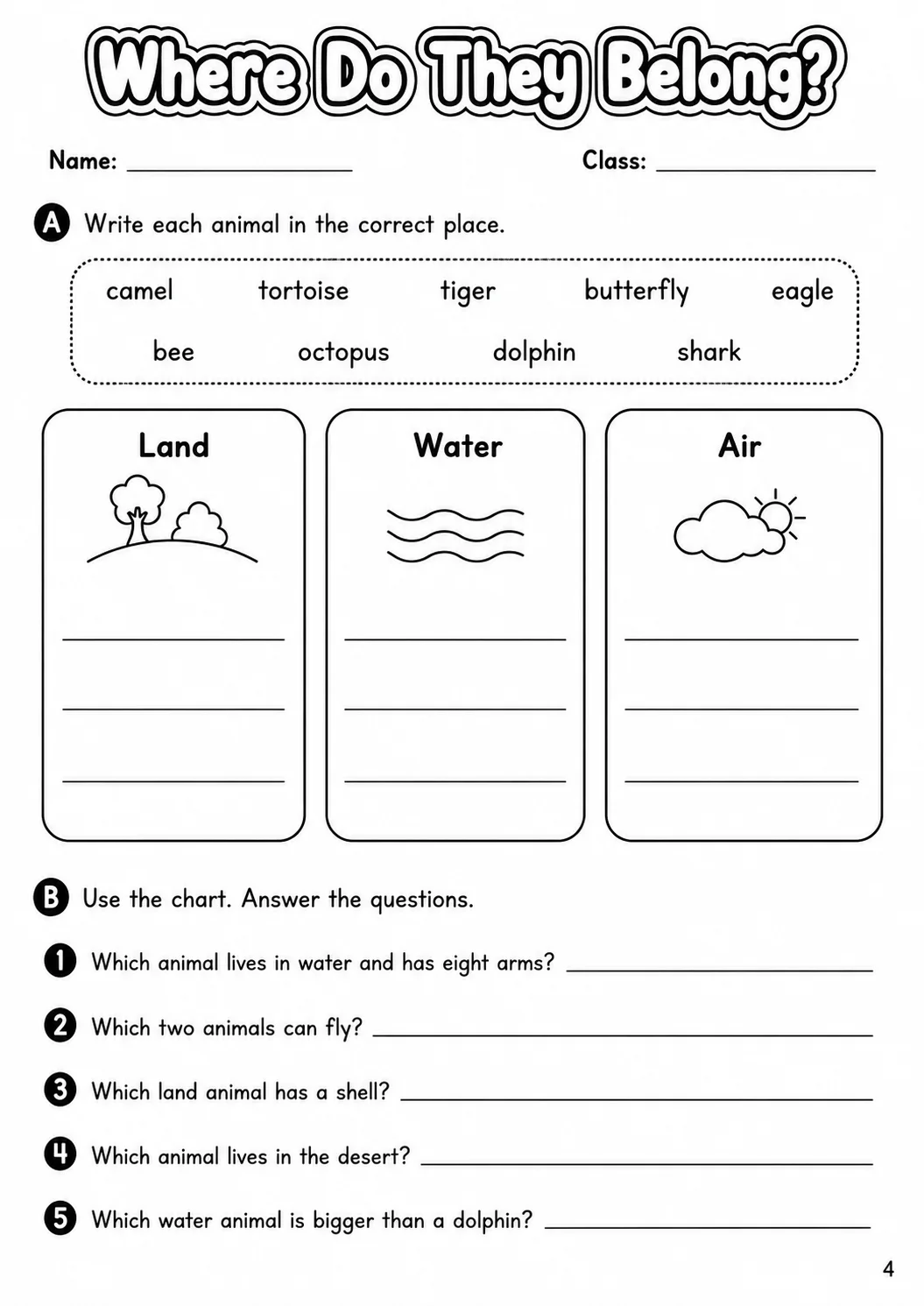 Animals Flyers Vocabulary Worksheet Pack page 6 printable worksheet preview