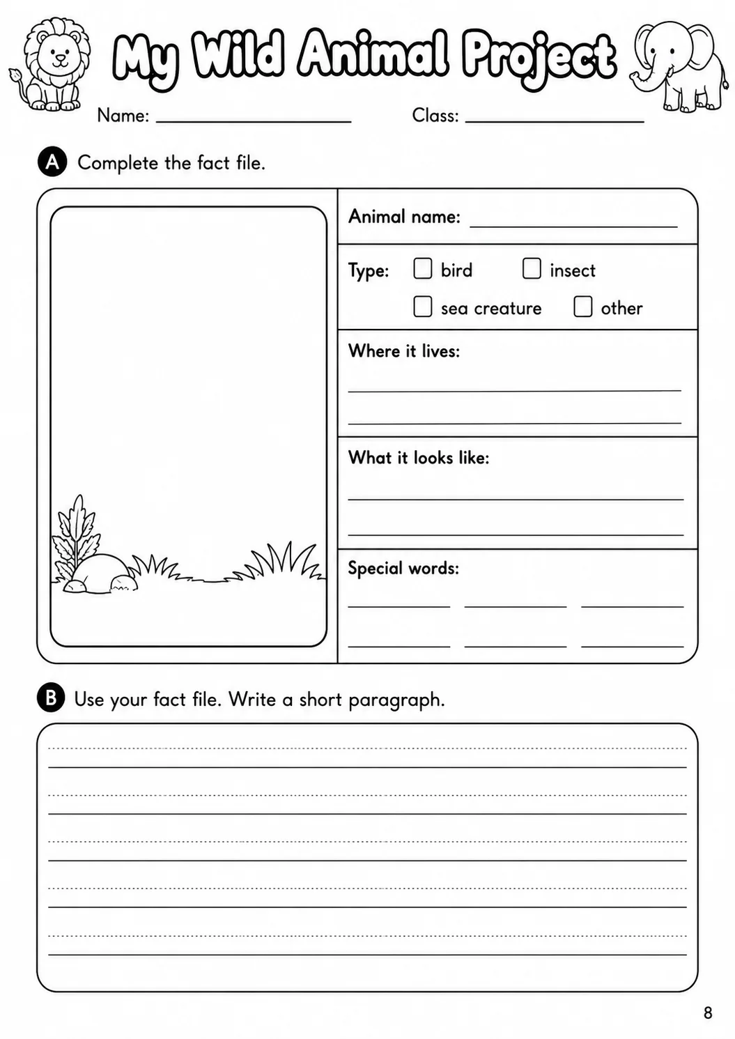 Animals Flyers Vocabulary Worksheet Pack page 10 printable worksheet preview
