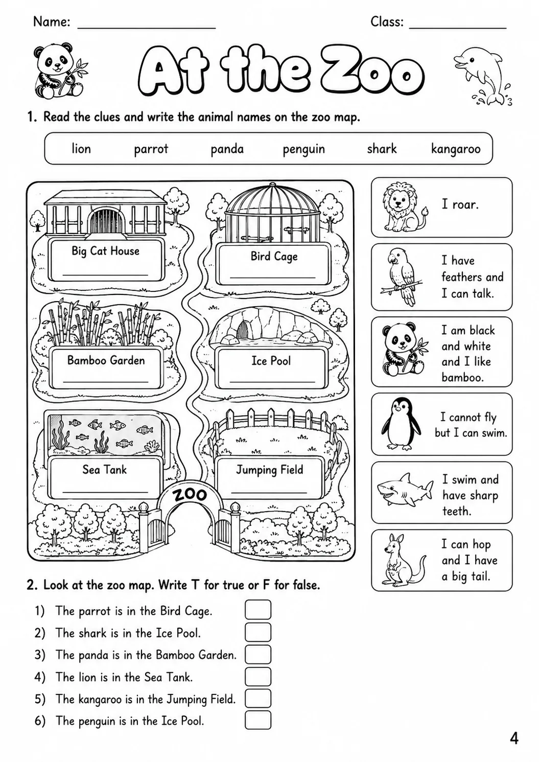Animals Movers Vocabulary Worksheet Pack page 4 printable worksheet preview