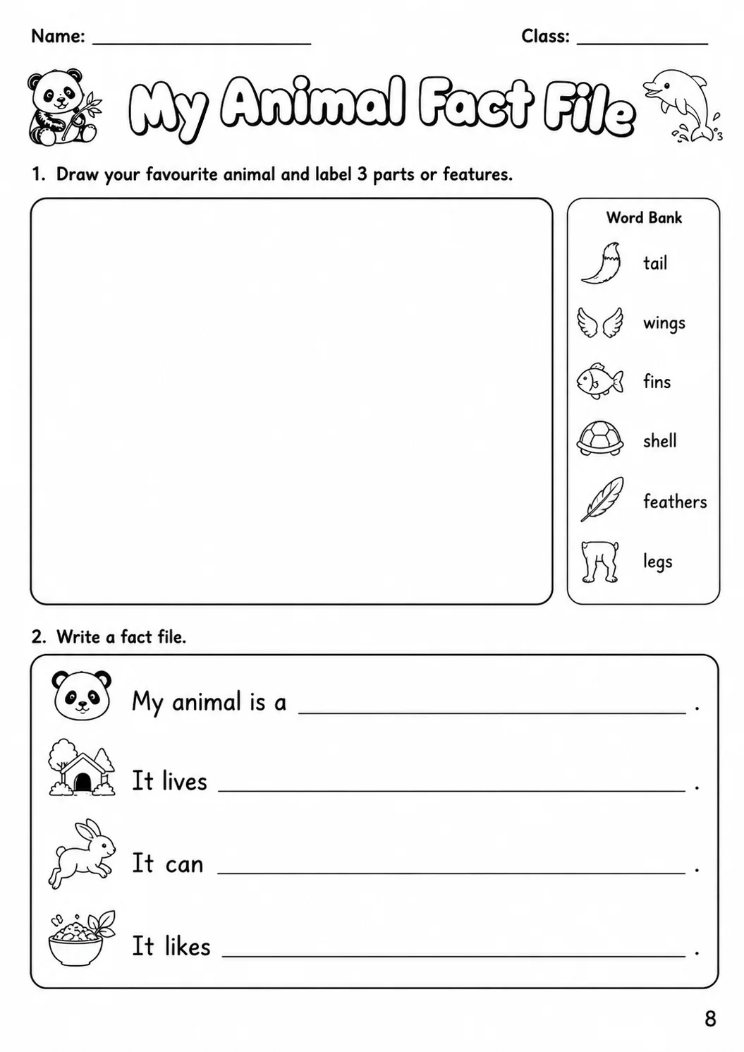 Animals Movers Vocabulary Worksheet Pack page 6 printable worksheet preview
