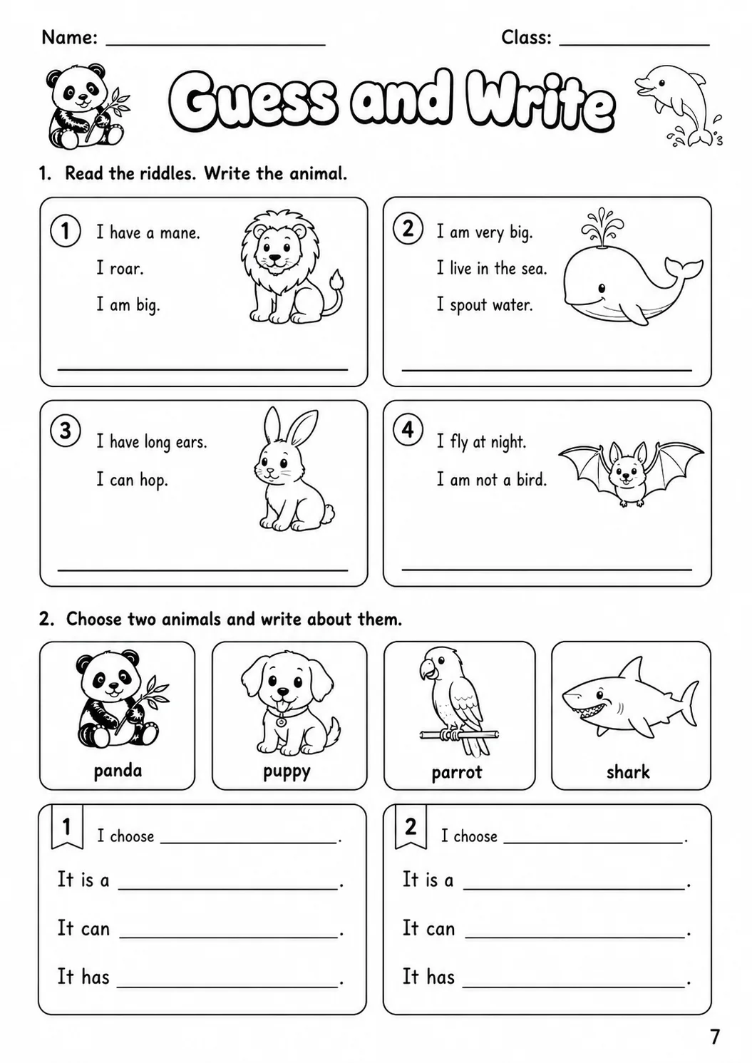 Animals Movers Vocabulary Worksheet Pack page 7 printable worksheet preview
